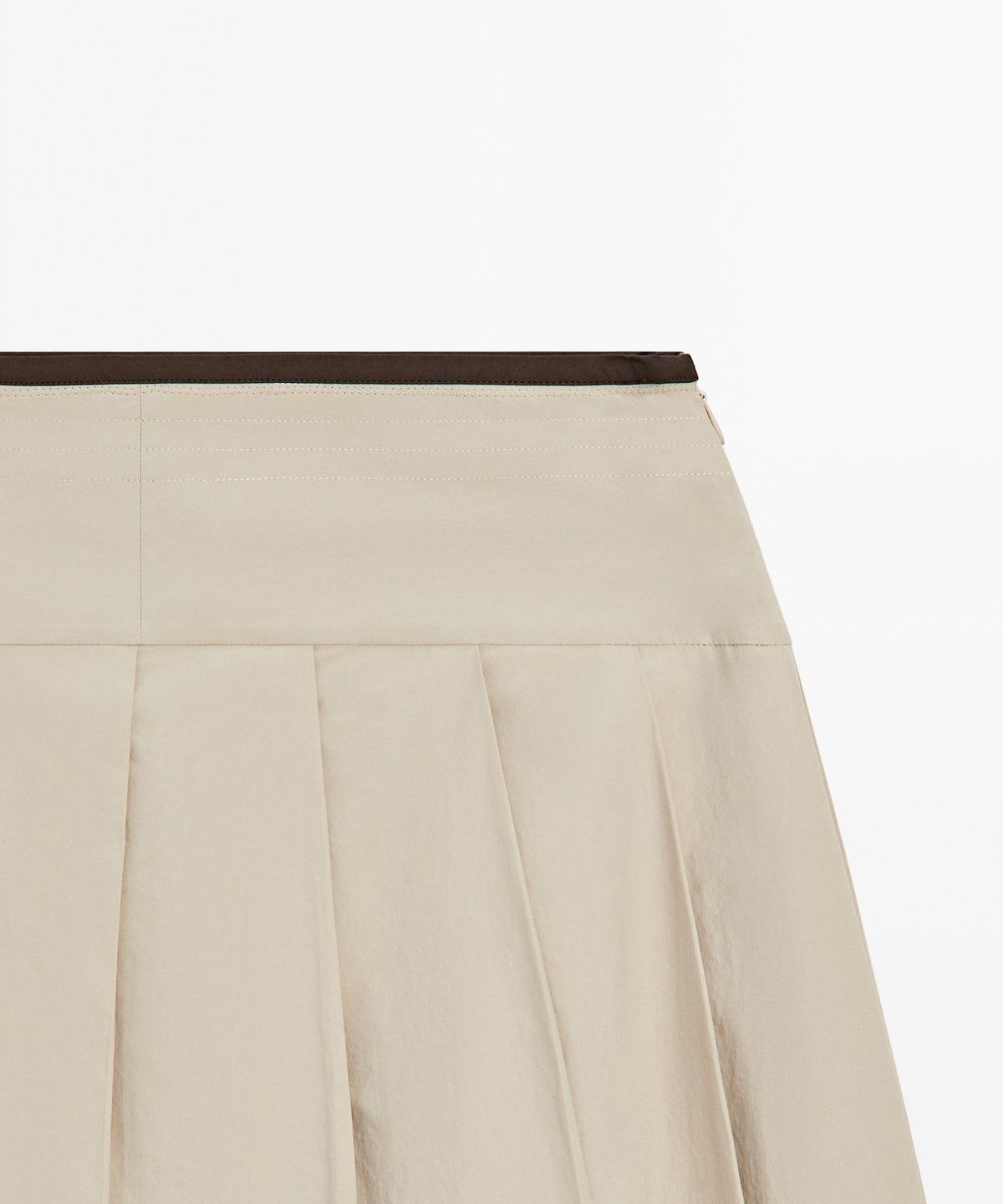 마시모두띠(MASSIMO DUTTI) 배색 웨이스트밴드 플리츠 미디 스커트