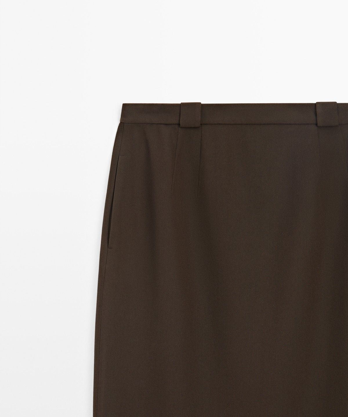 마시모두띠(MASSIMO DUTTI) 울 혼방 스트레이트 미디 스커트