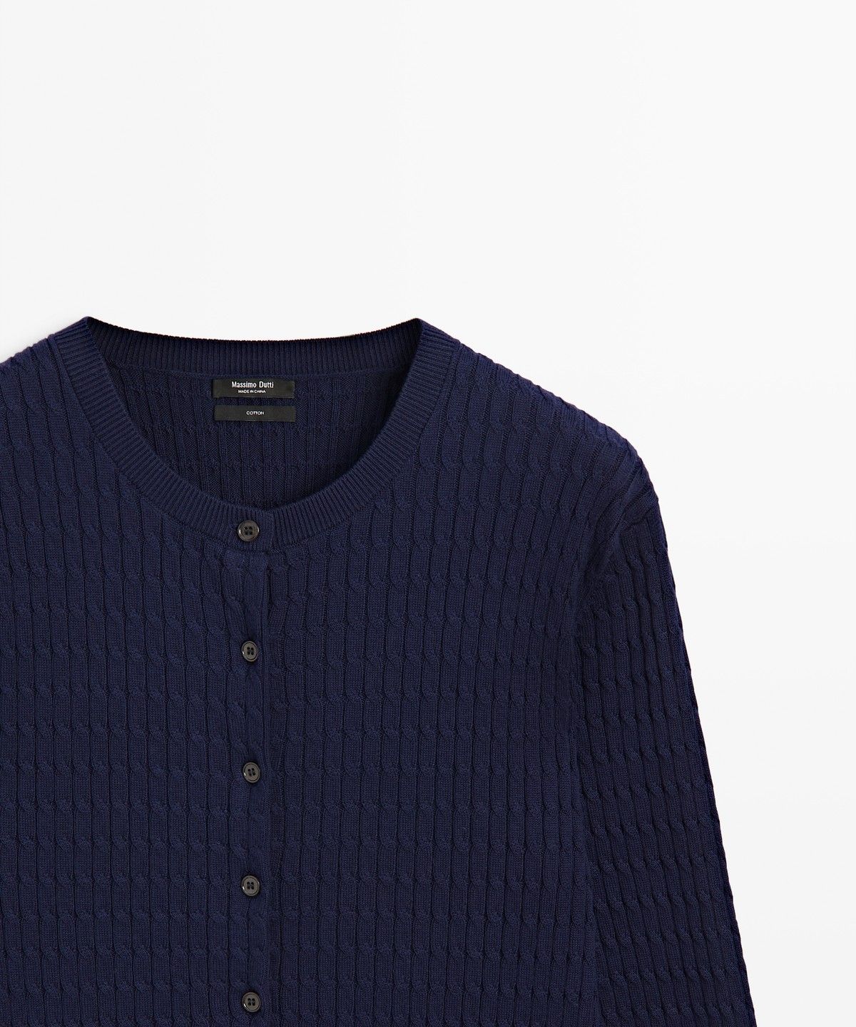 마시모두띠(MASSIMO DUTTI) 100% 코튼 꽈배기 니트 가디건