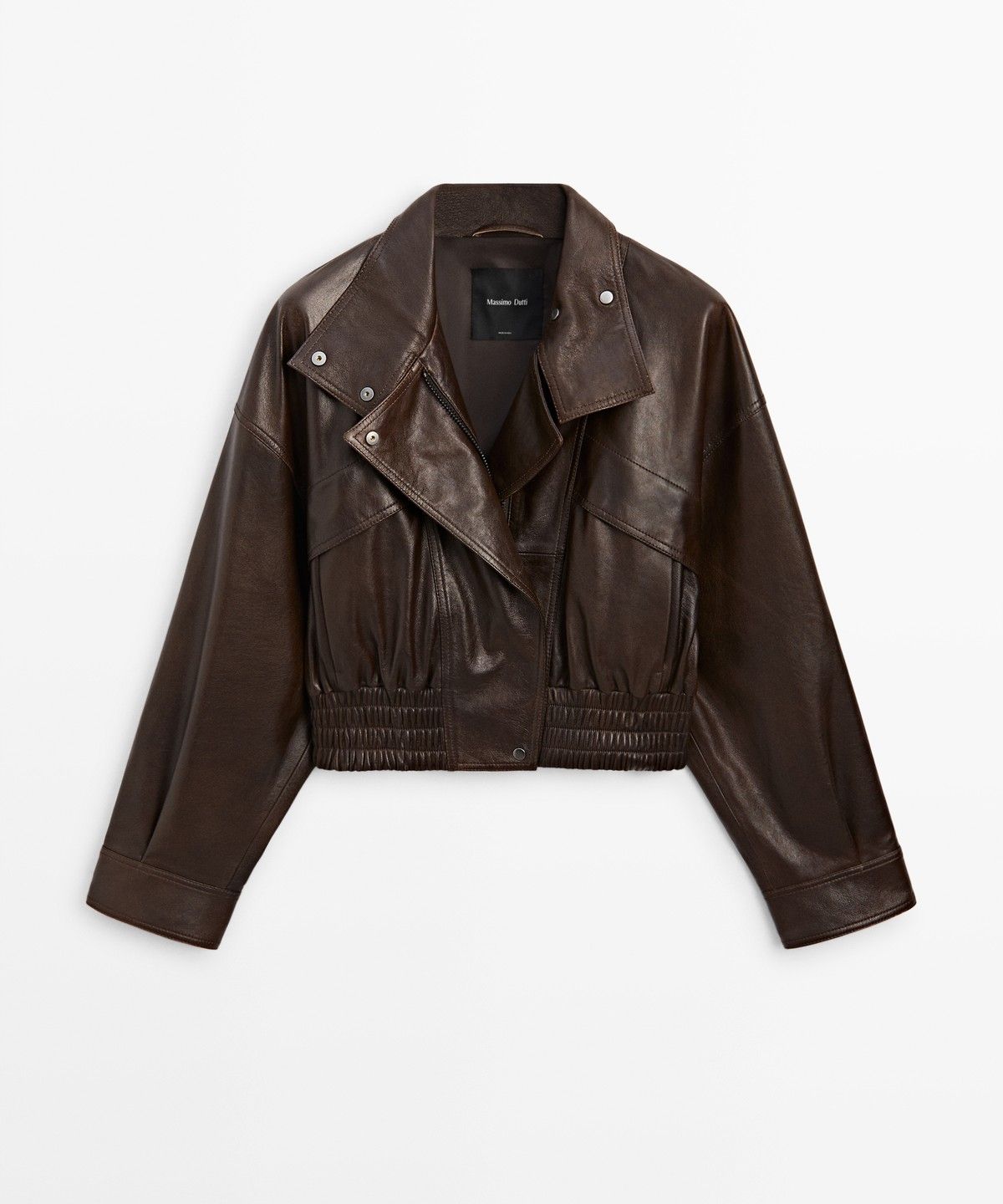마시모두띠(MASSIMO DUTTI) 크롭 나파 가죽 봄버 자켓