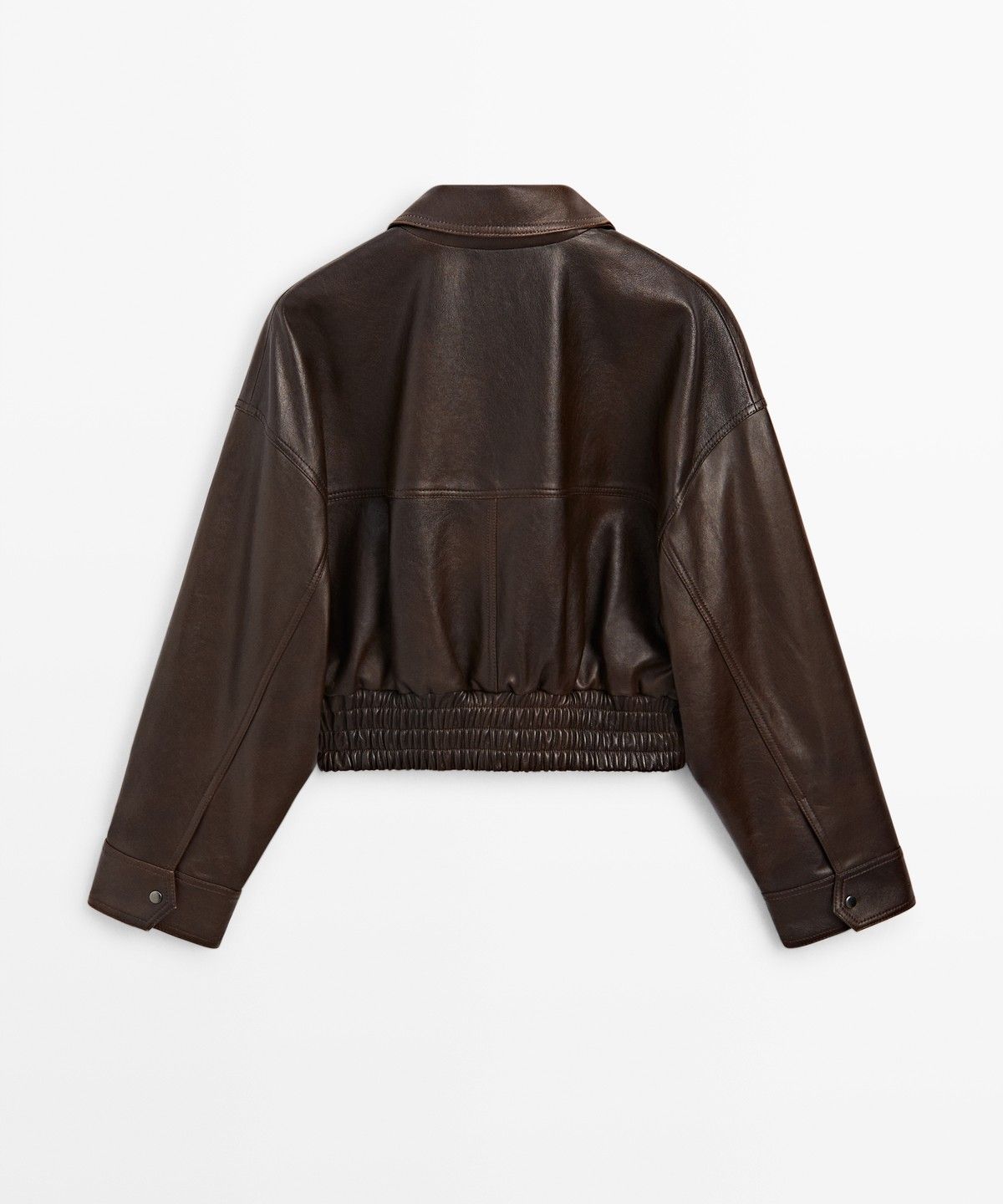 마시모두띠(MASSIMO DUTTI) 크롭 나파 가죽 봄버 자켓