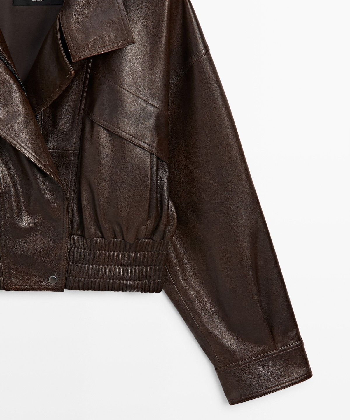 마시모두띠(MASSIMO DUTTI) 크롭 나파 가죽 봄버 자켓