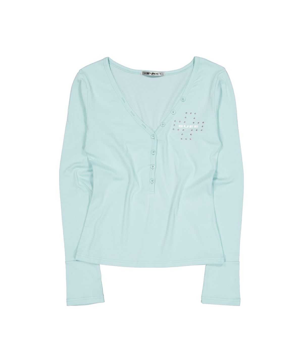셋업이엑스이(SETUP-EXE) DEEP V-NECK BUTTON TOP / MINT