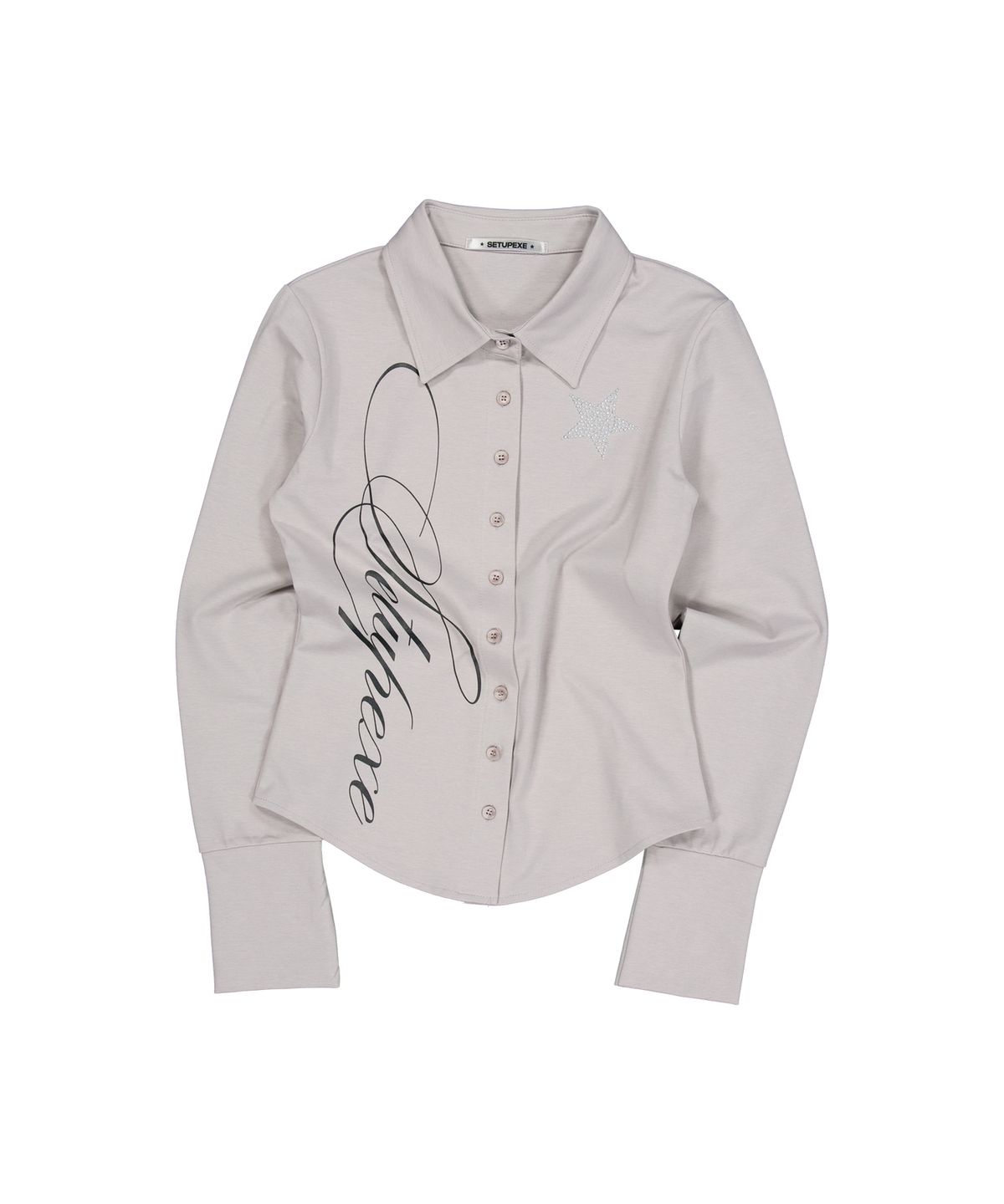 셋업이엑스이(SETUP-EXE) LETTERING LOGO SHIRT / GRAY