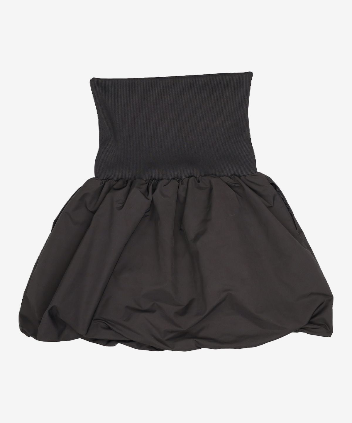 아모멘토(AMOMENTO) NYLON SHIRRING MINI SKIRT & TOP_BLACK 1