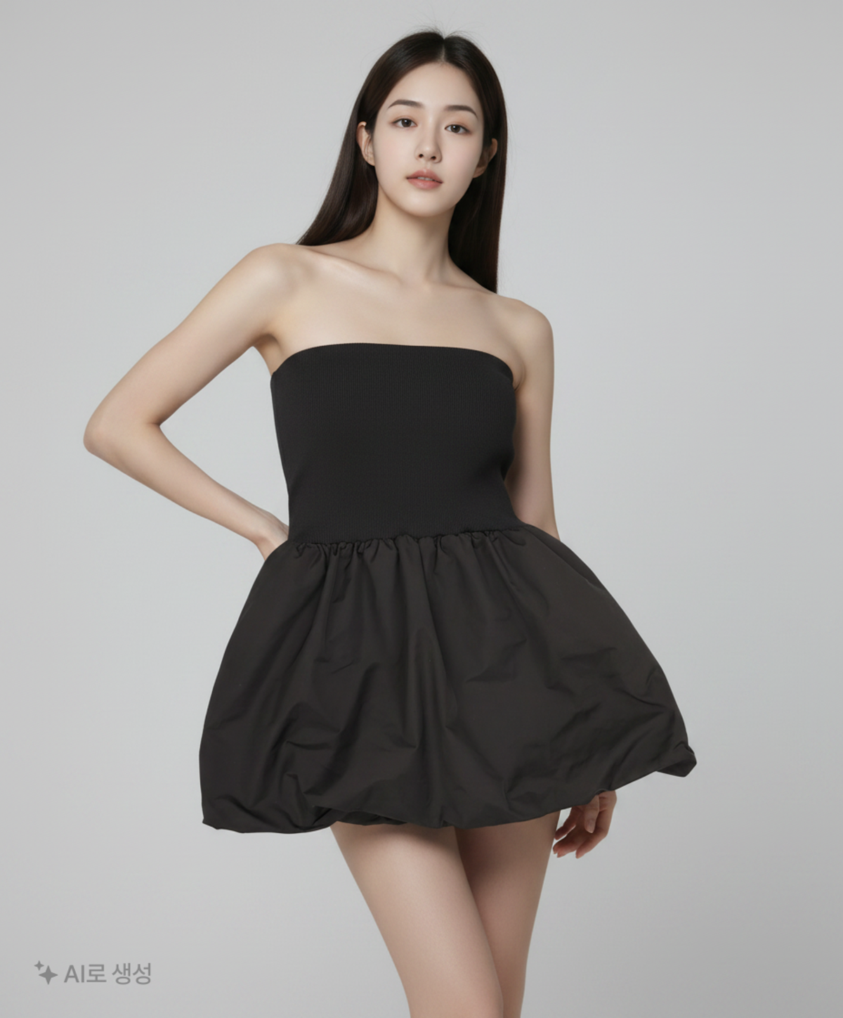 아모멘토(AMOMENTO) NYLON SHIRRING MINI SKIRT & TOP_BLACK 1