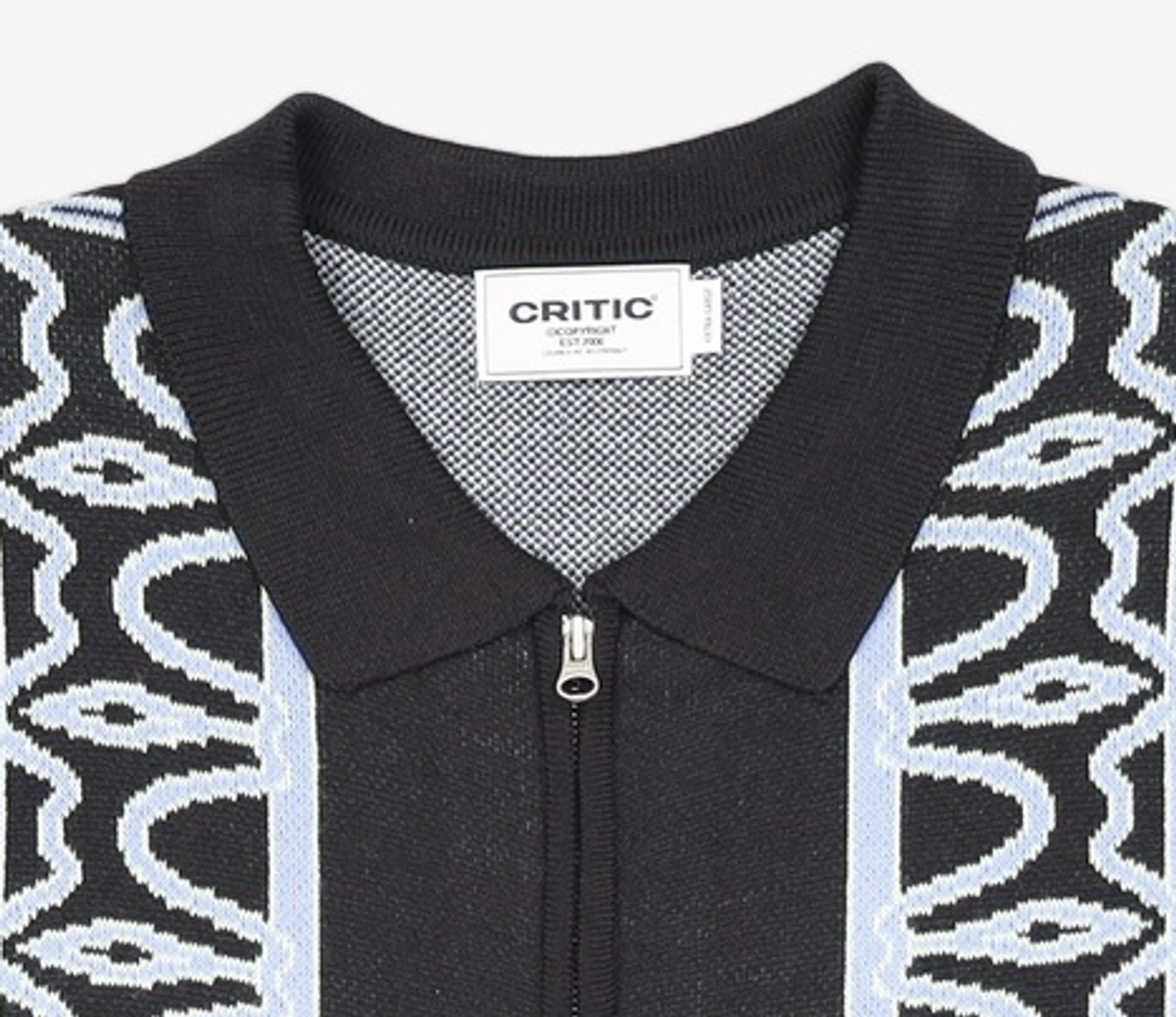 크리틱(CRITIC) HALF WORMHOLE KNIT ZIP-UP BLACK XL
