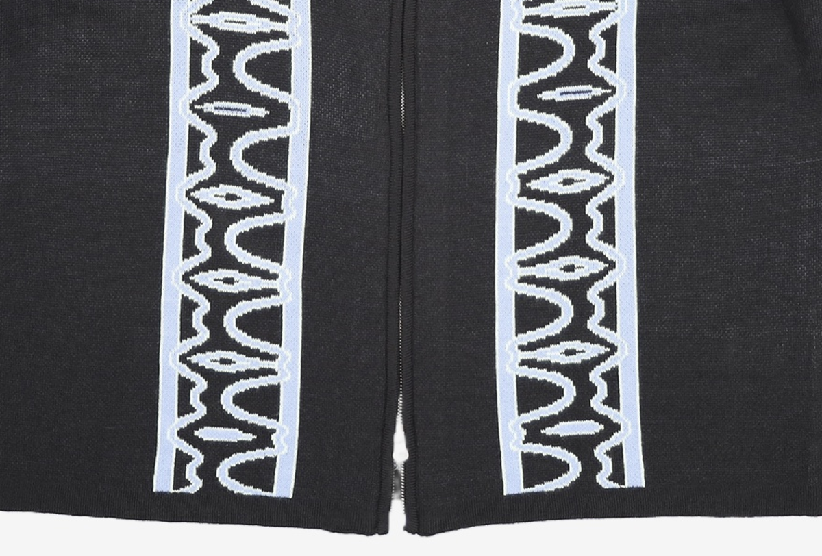 크리틱(CRITIC) HALF WORMHOLE KNIT ZIP-UP BLACK XL