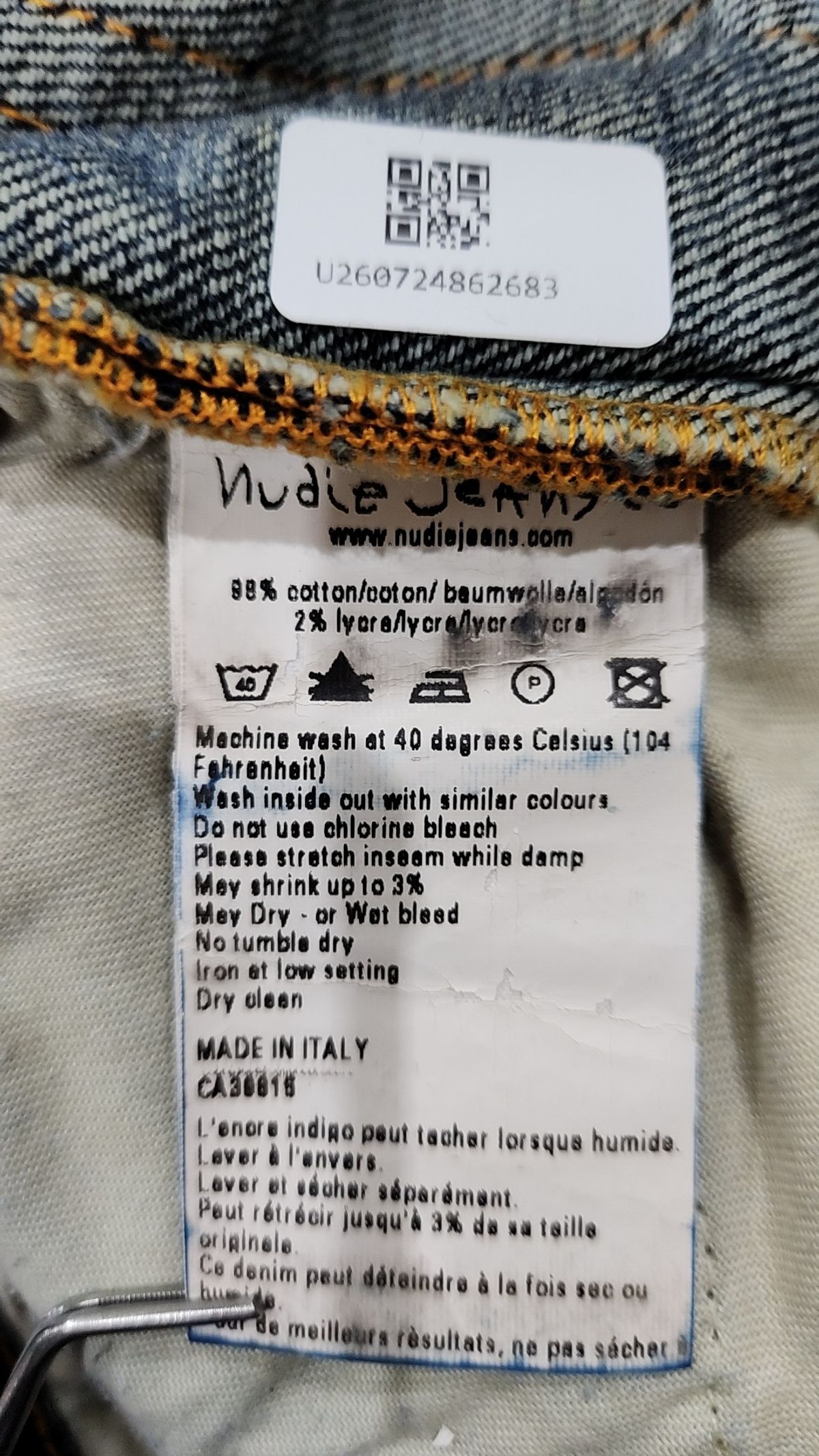 누디진(NUDIEJEANS) 청/데님 팬츠 XS