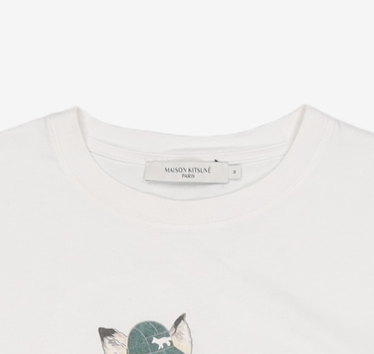 메종 키츠네(MAISON KITSUNE) 여성 드레스드 폭스 빅 로고 프린트 반소매 티셔츠 - 화이트 / KW00108KJ0008P100 M