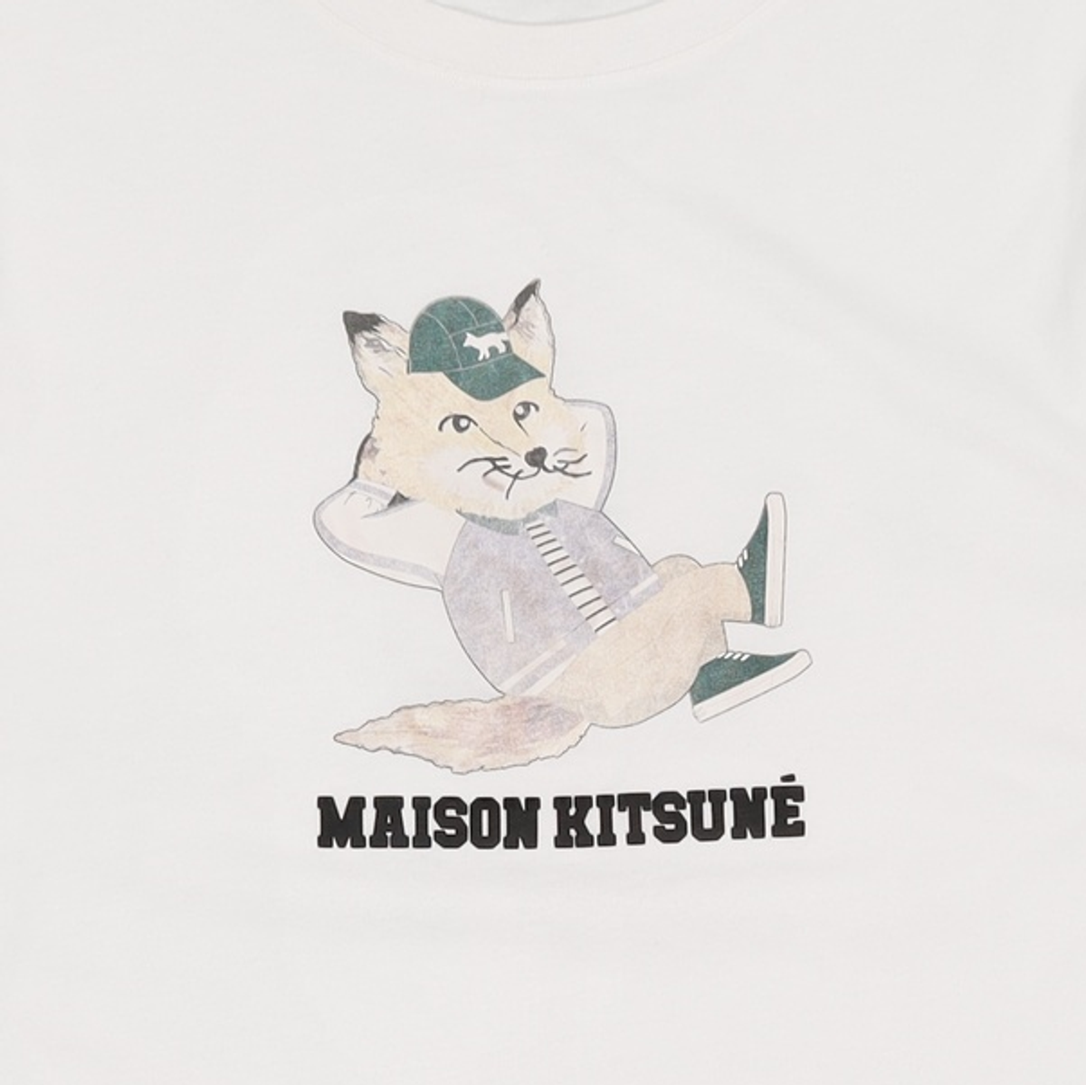 메종 키츠네(MAISON KITSUNE) 여성 드레스드 폭스 빅 로고 프린트 반소매 티셔츠 - 화이트 / KW00108KJ0008P100 M