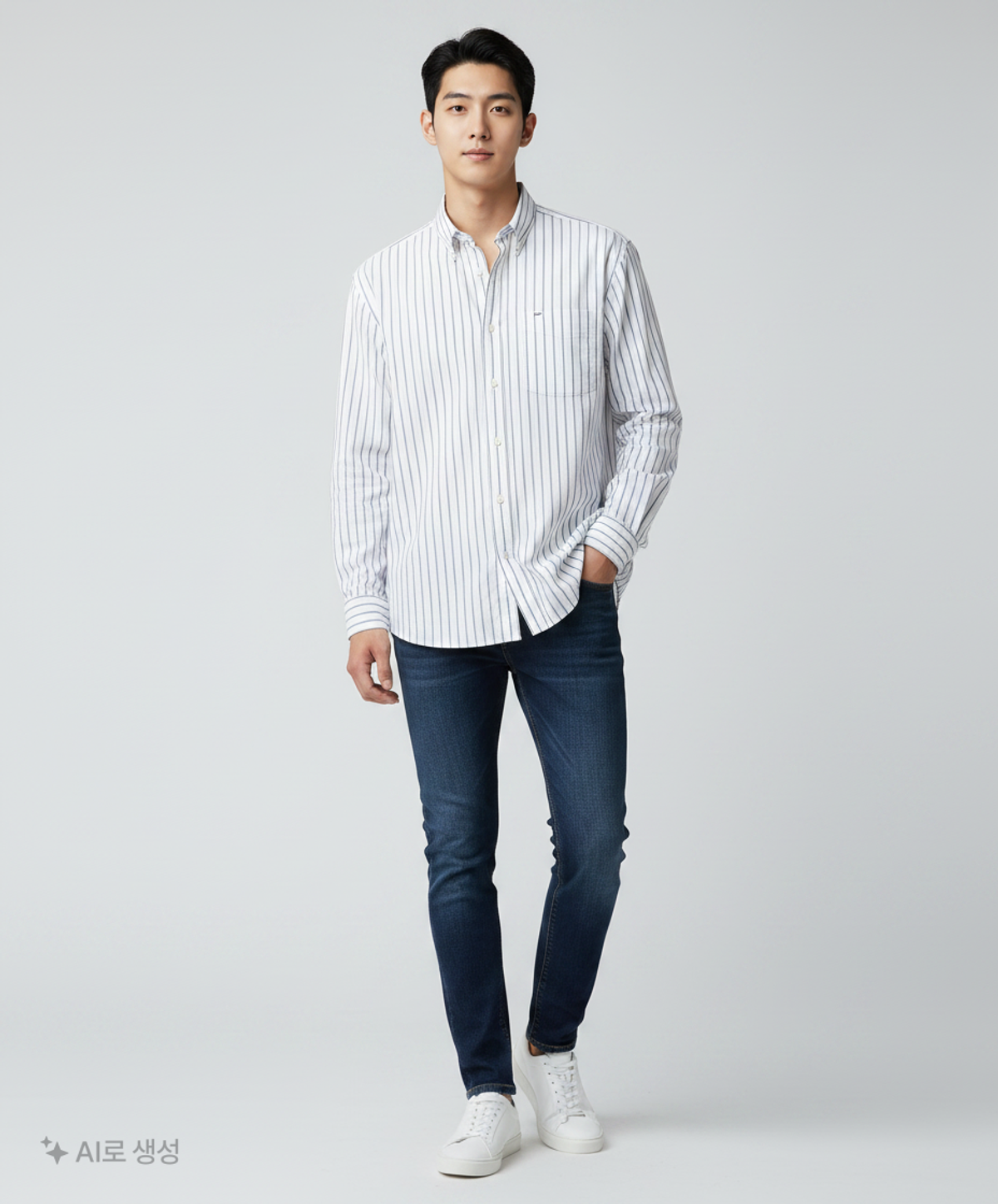 프리즘웍스(FRIZMWORKS) STRIPE COTTON RELAXED SHIRT _ BLUE L