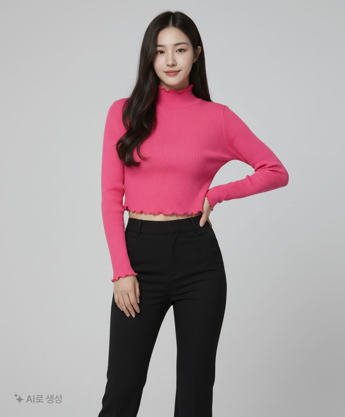 어몽(AMONG) A MULTI RIBBED POLA T PINK S
