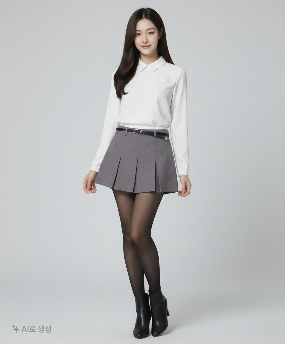 제너럴 아이디어(GENERAL IDEA) 로우라이즈 벨티드 플리츠스커트 [CHARCOAL] / WBD2L13508 M