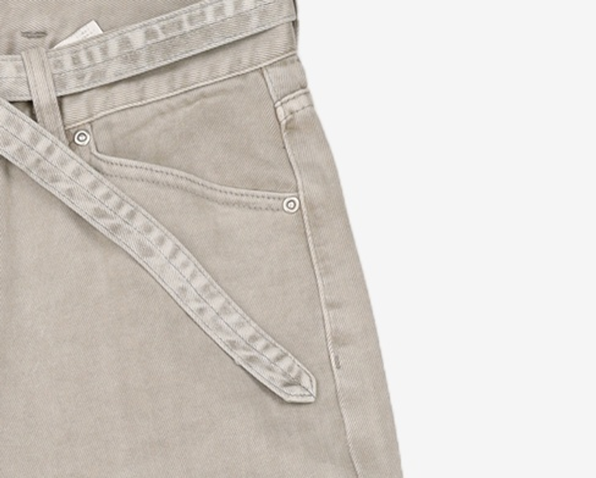 넌블랭크(NONBLANK) 다잉 데님 팬츠_GREYISH KHAKI L