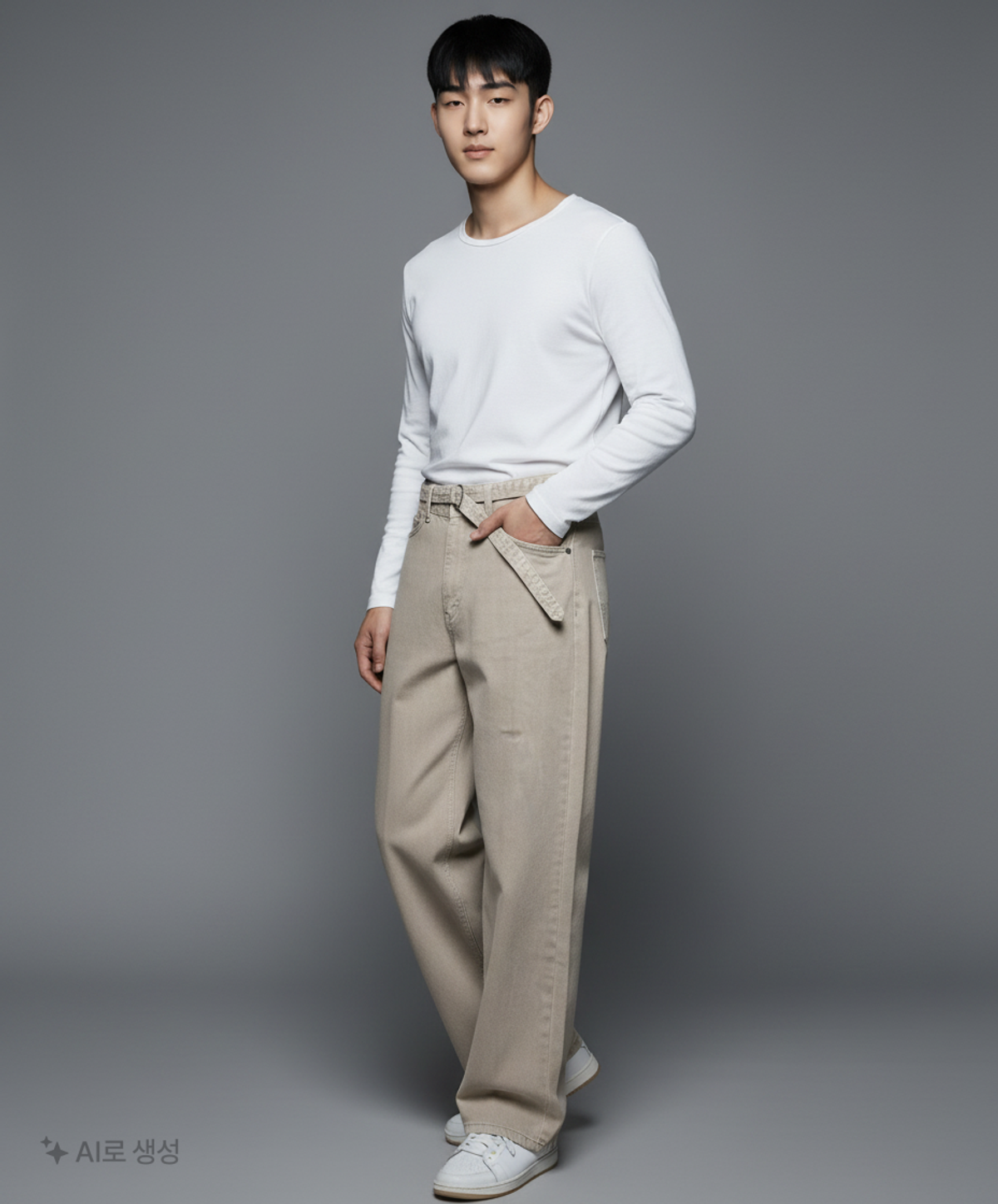넌블랭크(NONBLANK) 다잉 데님 팬츠_GREYISH KHAKI L
