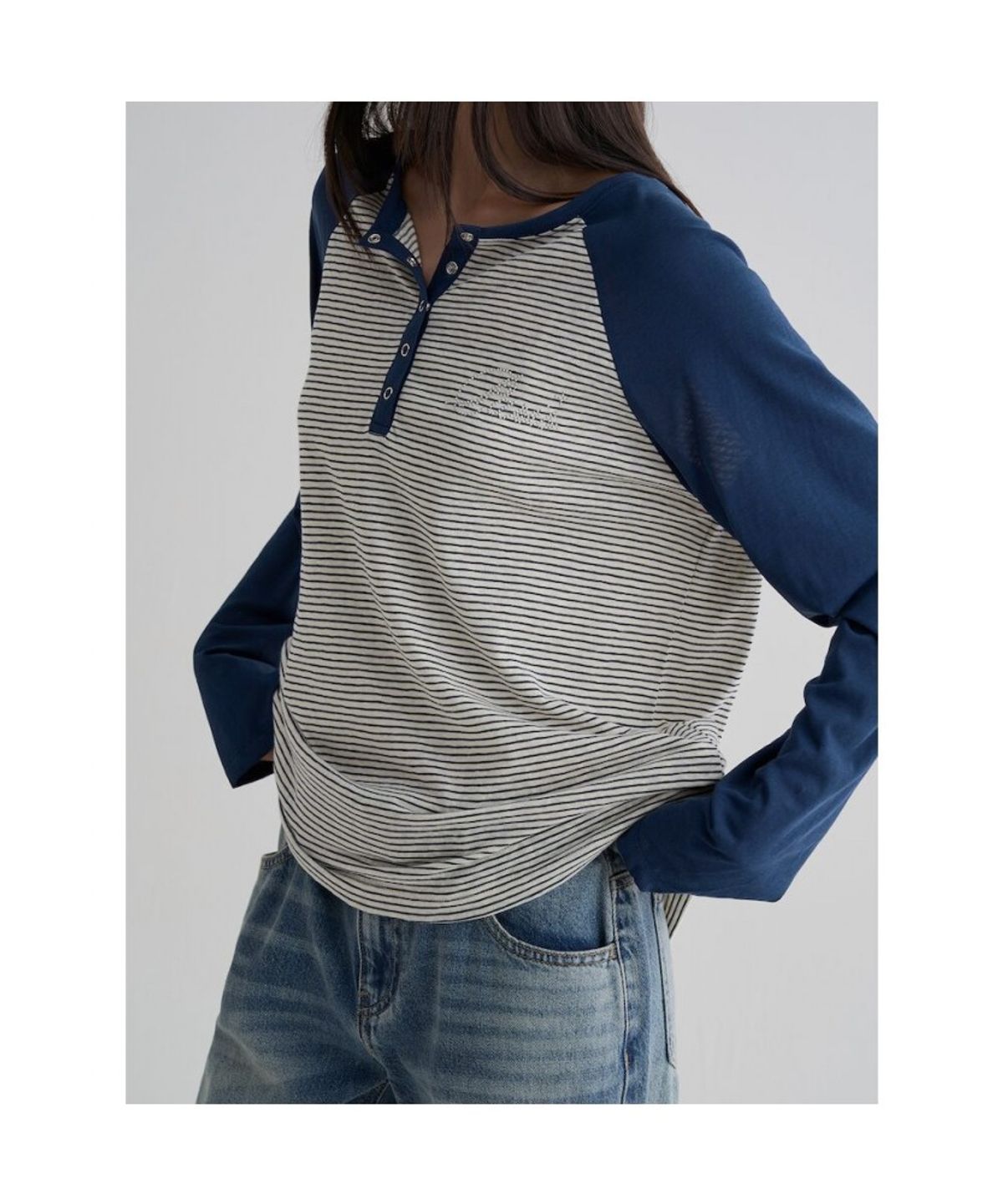 에잇세컨즈(8SECONDS) 헨리넥 래글런 저지탑  네이비
