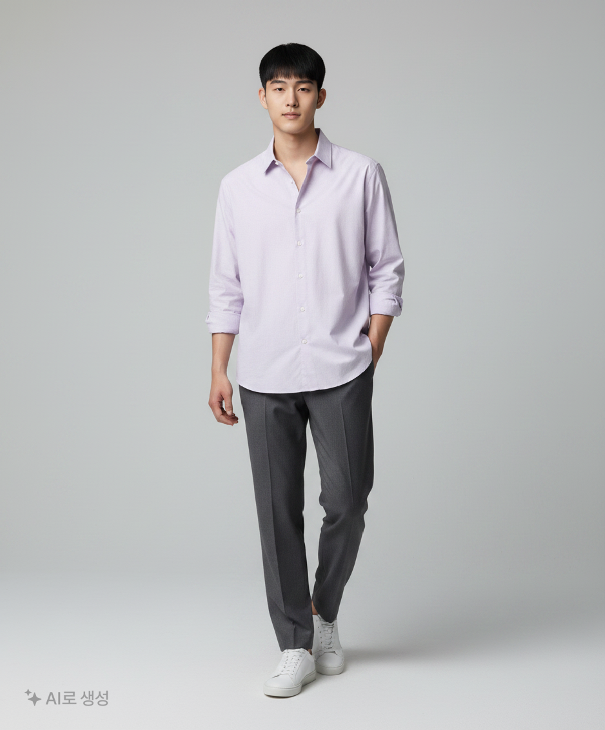 키뮤어(KIIMUIR) [퓨어 코튼100] 시티보이 오버핏 옥스포드 셔츠_라벤더 S