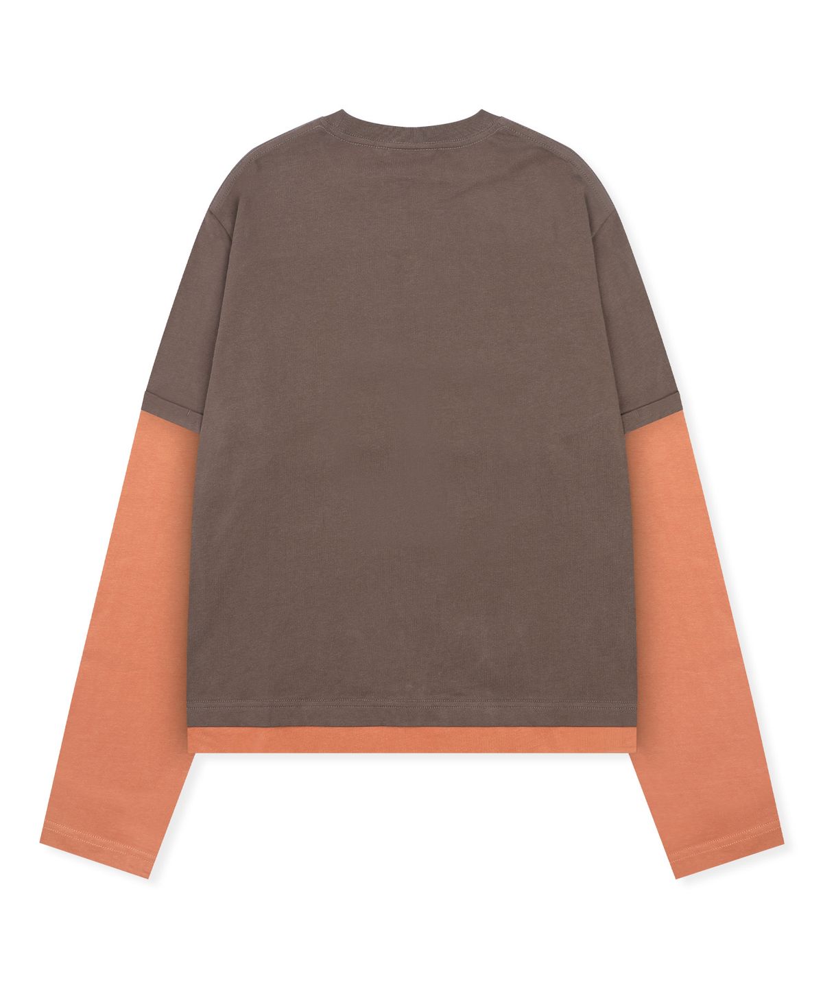 엑스톤즈(XTONZ) XTT166 롤업 레이어드 크롭 롱슬리브 (BROWN)