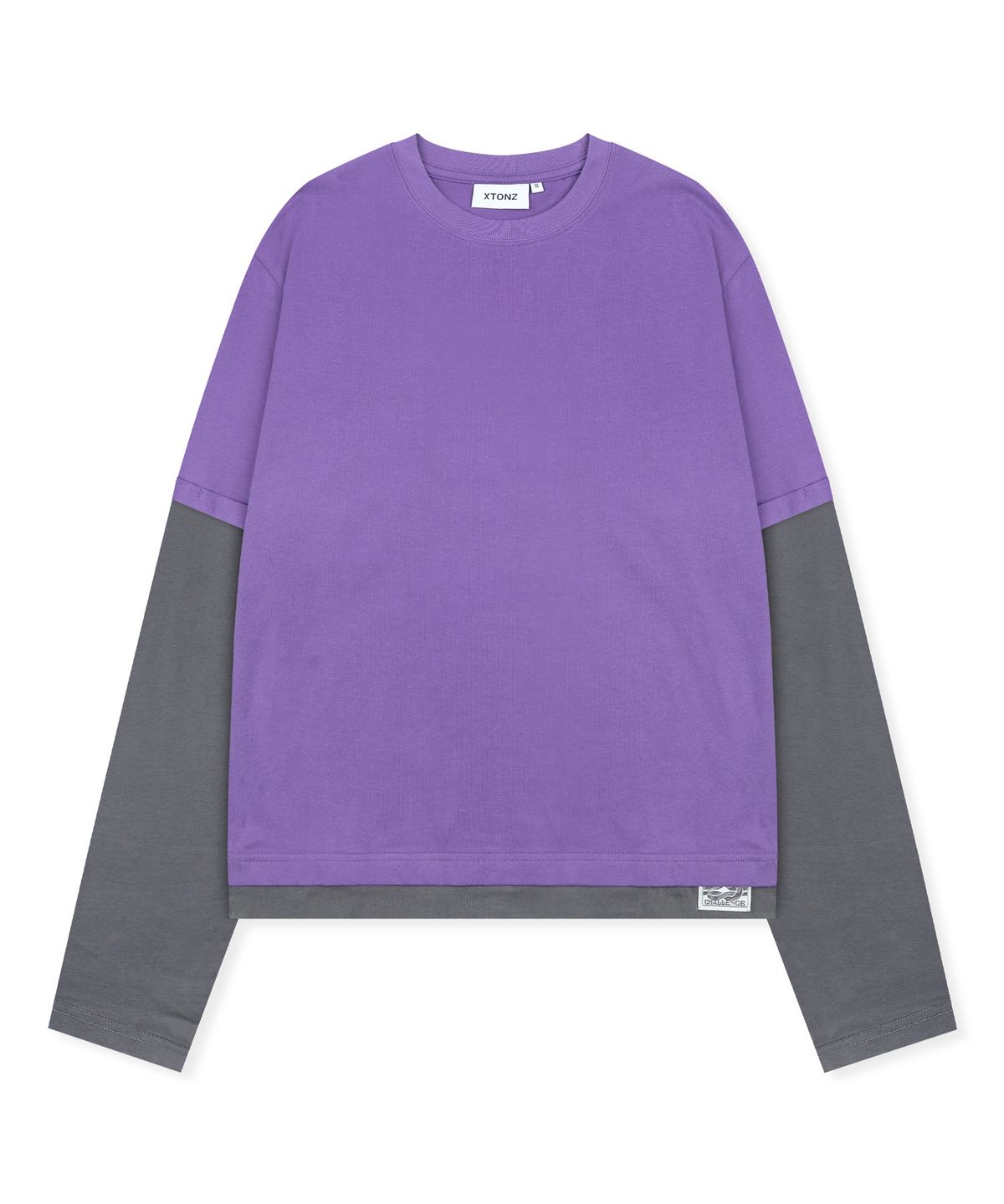엑스톤즈(XTONZ) XTT166 롤업 레이어드 크롭 롱슬리브 (PURPLE)