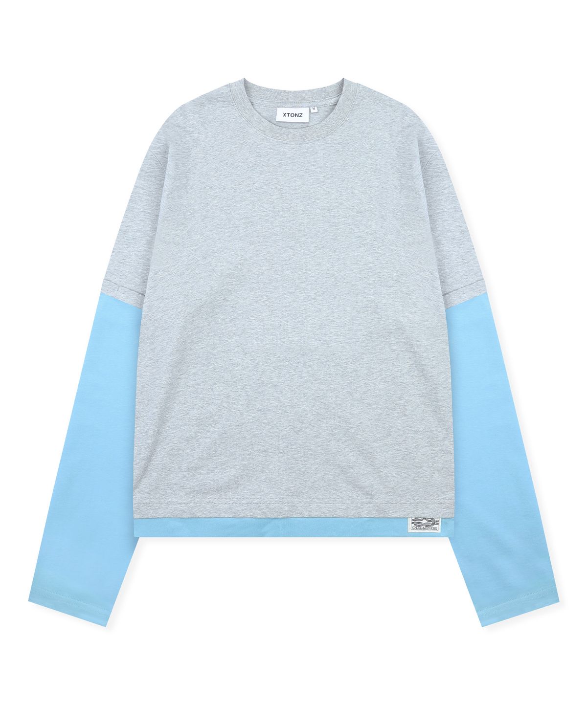 엑스톤즈(XTONZ) XTT166 롤업 레이어드 크롭 롱슬리브 (GRAY)