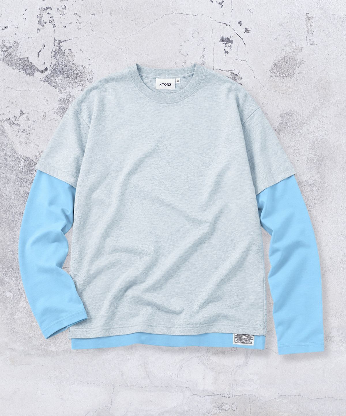 엑스톤즈(XTONZ) XTT166 롤업 레이어드 크롭 롱슬리브 (GRAY)