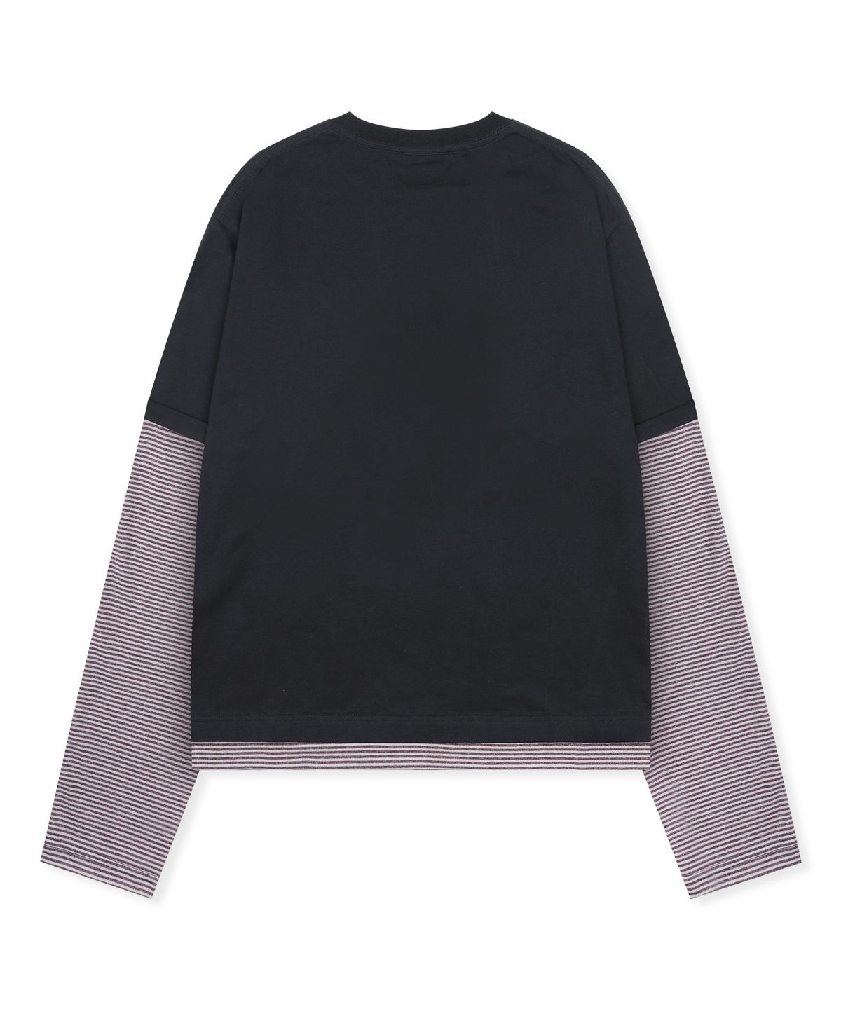 엑스톤즈(XTONZ) XTT166 롤업 레이어드 크롭 롱슬리브 (STRIPE BLACK)
