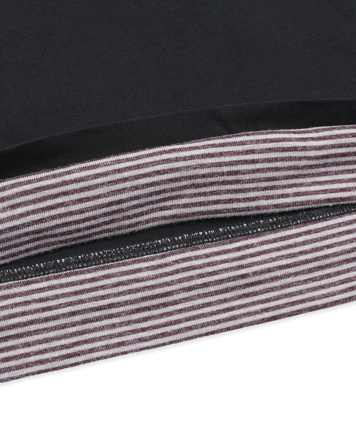 엑스톤즈(XTONZ) XTT166 롤업 레이어드 크롭 롱슬리브 (STRIPE BLACK)