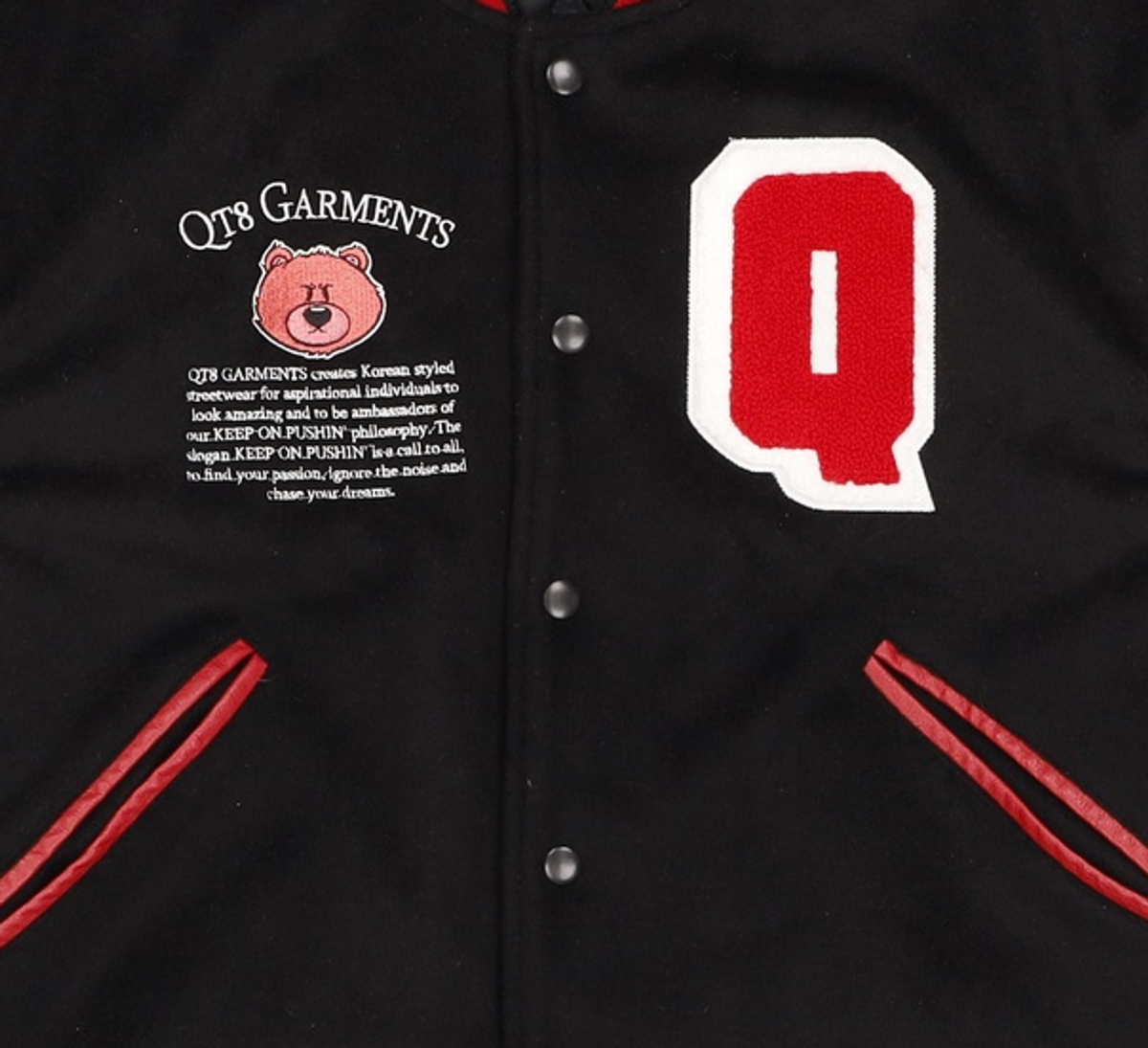 큐티에잇 가먼츠(QT8 GARMENTS) MH Rough Bear Varsity Jacket (Red) XL