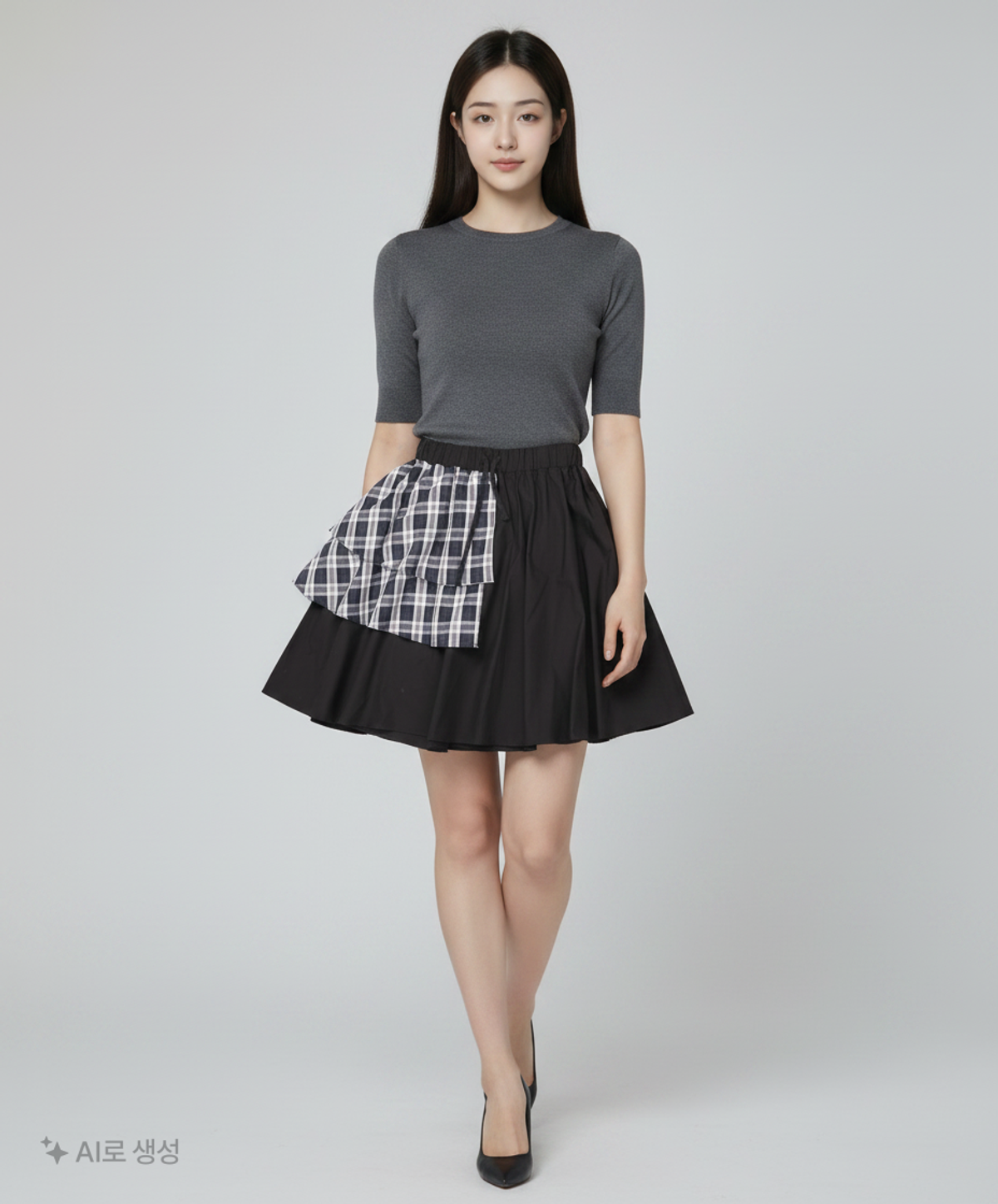 오헤시오(OHESHIO) CANCAN COLORED SKIRT, BLACK CHECK FREE