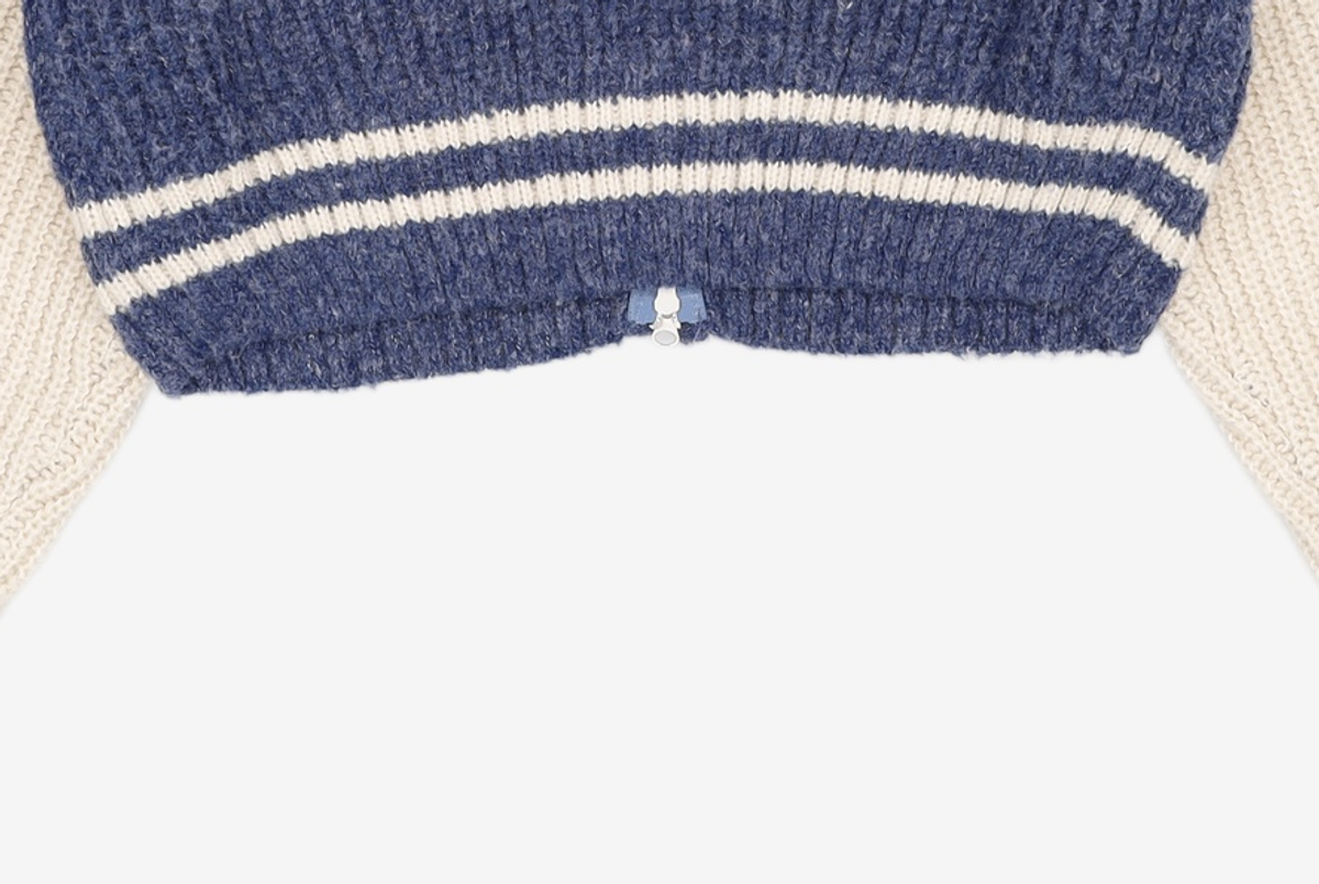 어반드레스(AVANDRESS) Block Raglan Knit Zip-up NAVY FREE