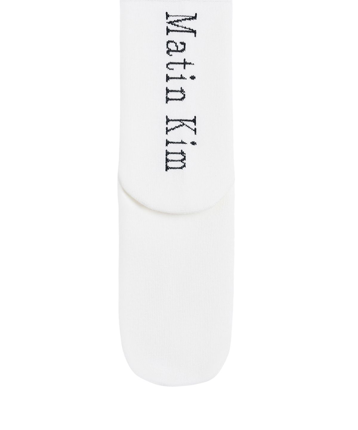 마뗑킴(MATIN KIM) LOOSE-FIT LOGO KNEE SOCKS IN WHITE
