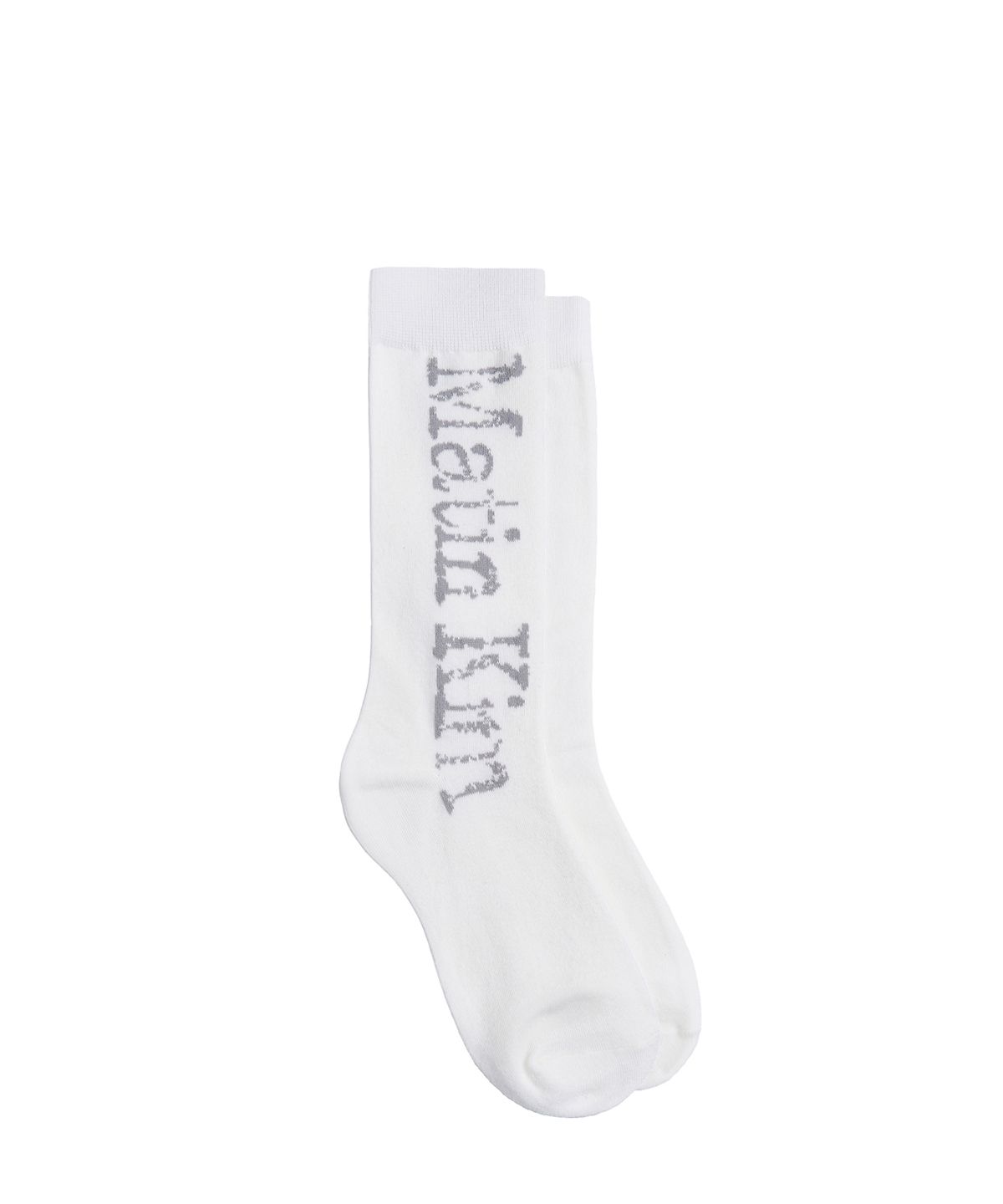 마뗑킴(MATIN KIM) CRACKED LOGO JACQUARD SOCKS IN WHITE