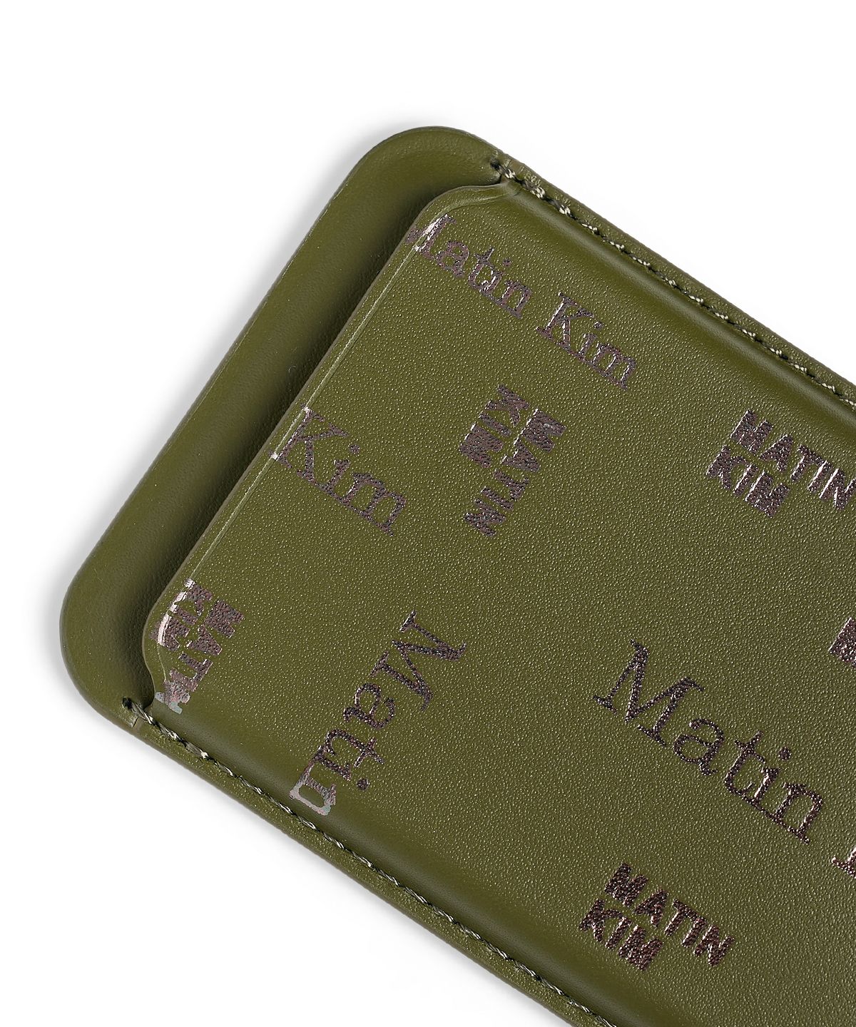 마뗑킴(MATIN KIM) MATIN ALL-OVER LOGO MAGNETIC CARD WALLET IN KHAKI