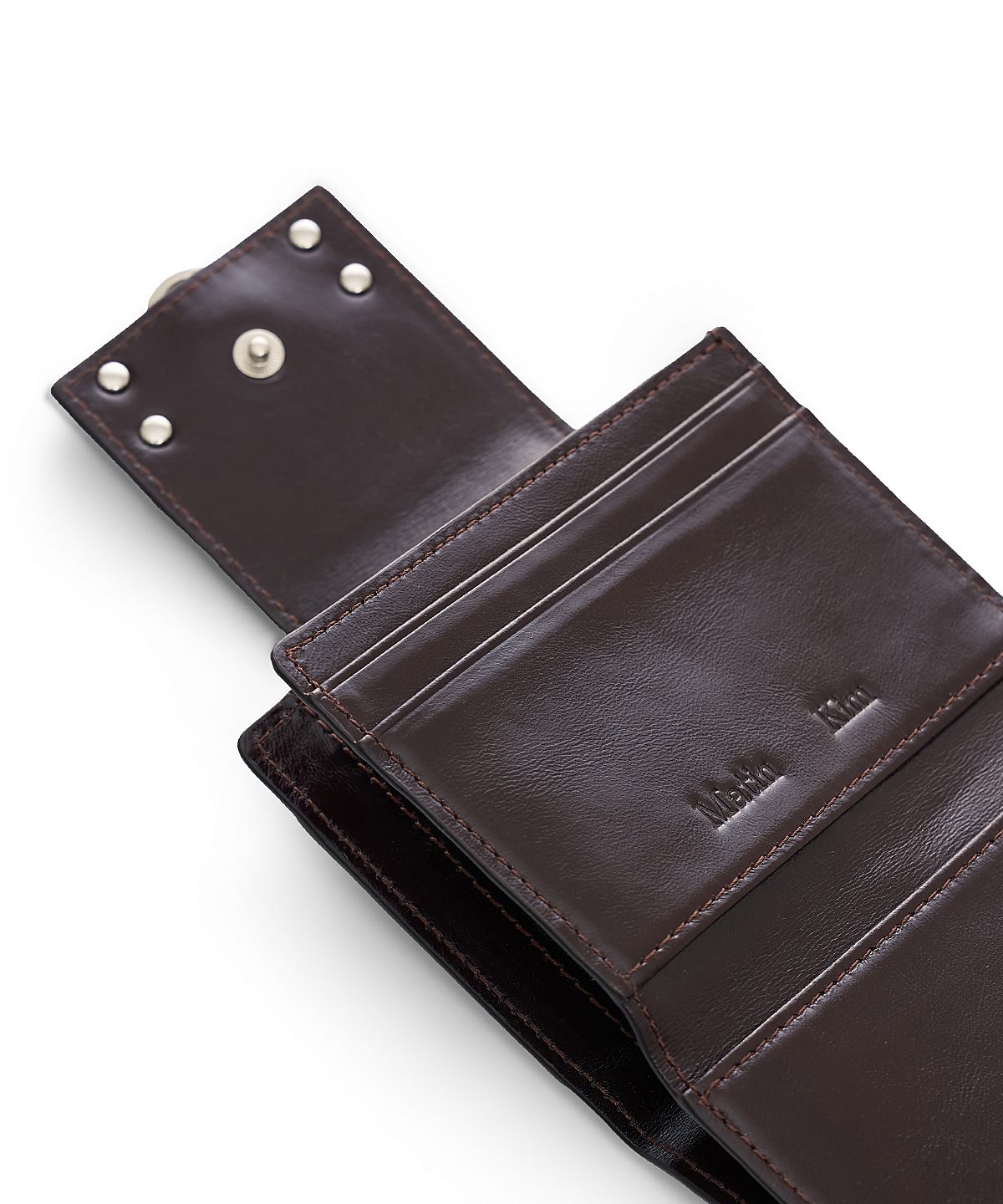 마뗑킴(MATIN KIM) MATIN ARCH RING FLAP WALLET IN DARK BROWN