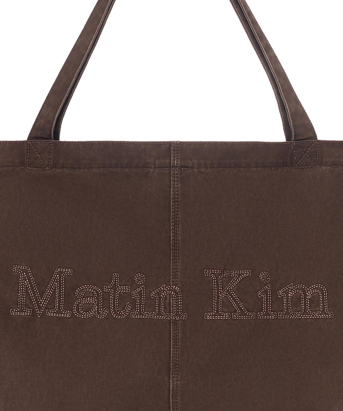 마뗑킴(MATIN KIM) VINTAGE WASHED COTTON SHOULDER BAG IN BROWN