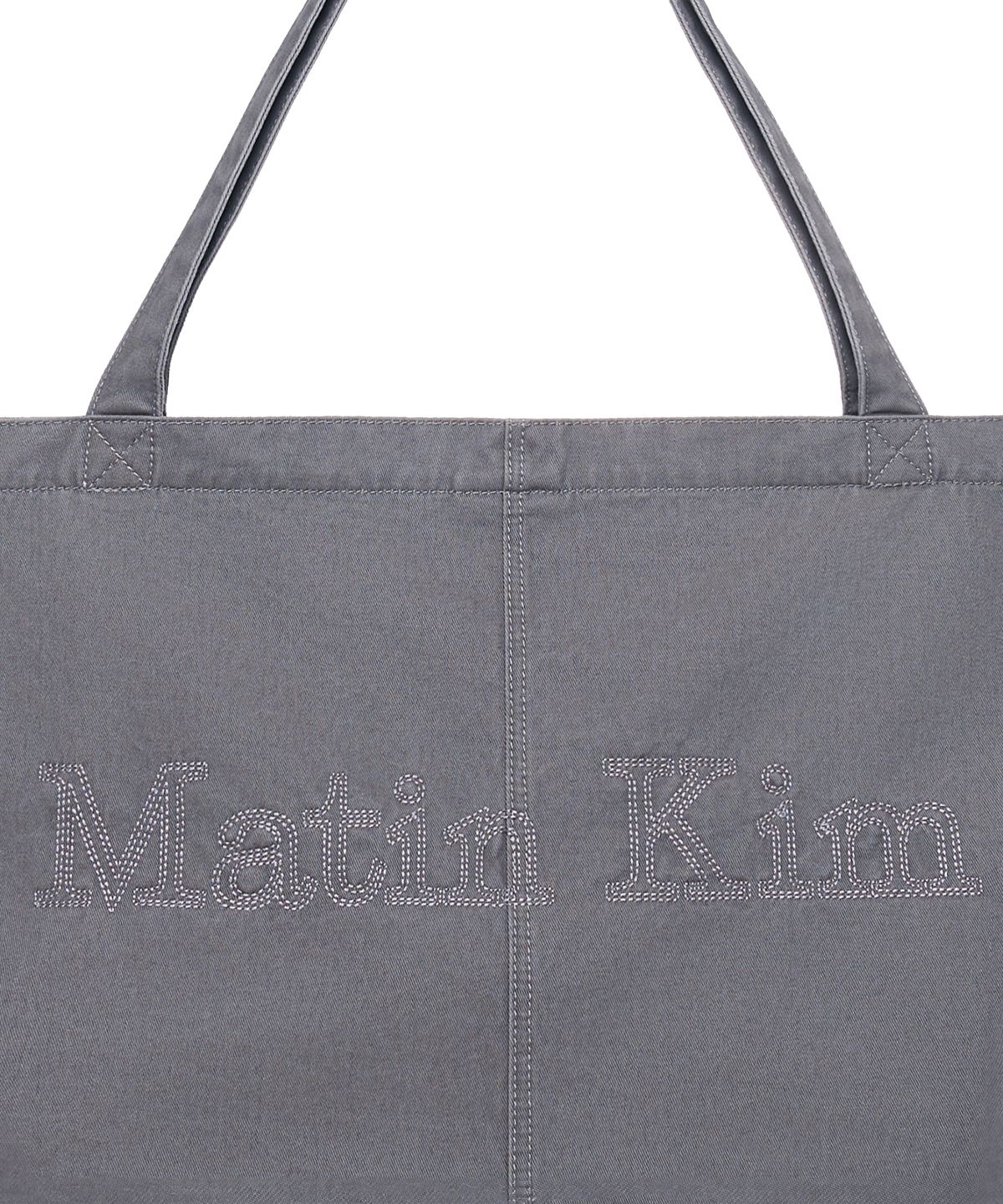 마뗑킴(MATIN KIM) VINTAGE WASHED COTTON SHOULDER BAG IN GREY