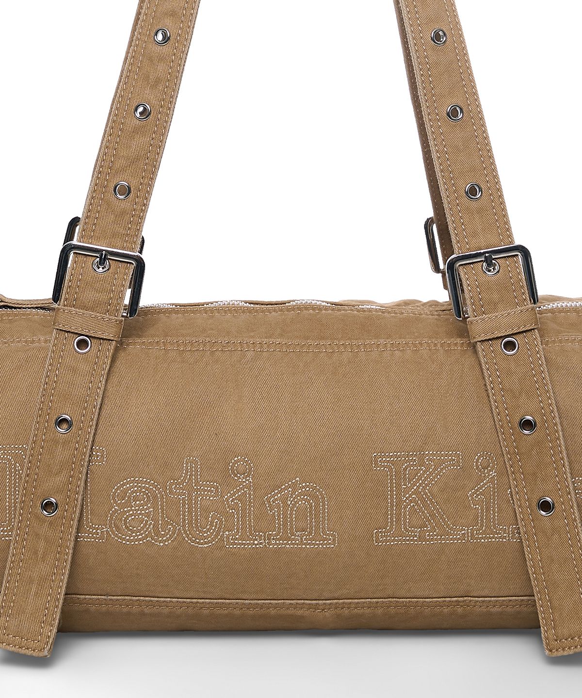 마뗑킴(MATIN KIM) VINTAGE WASHED COTTON DUFFEL BAG IN BEIGE