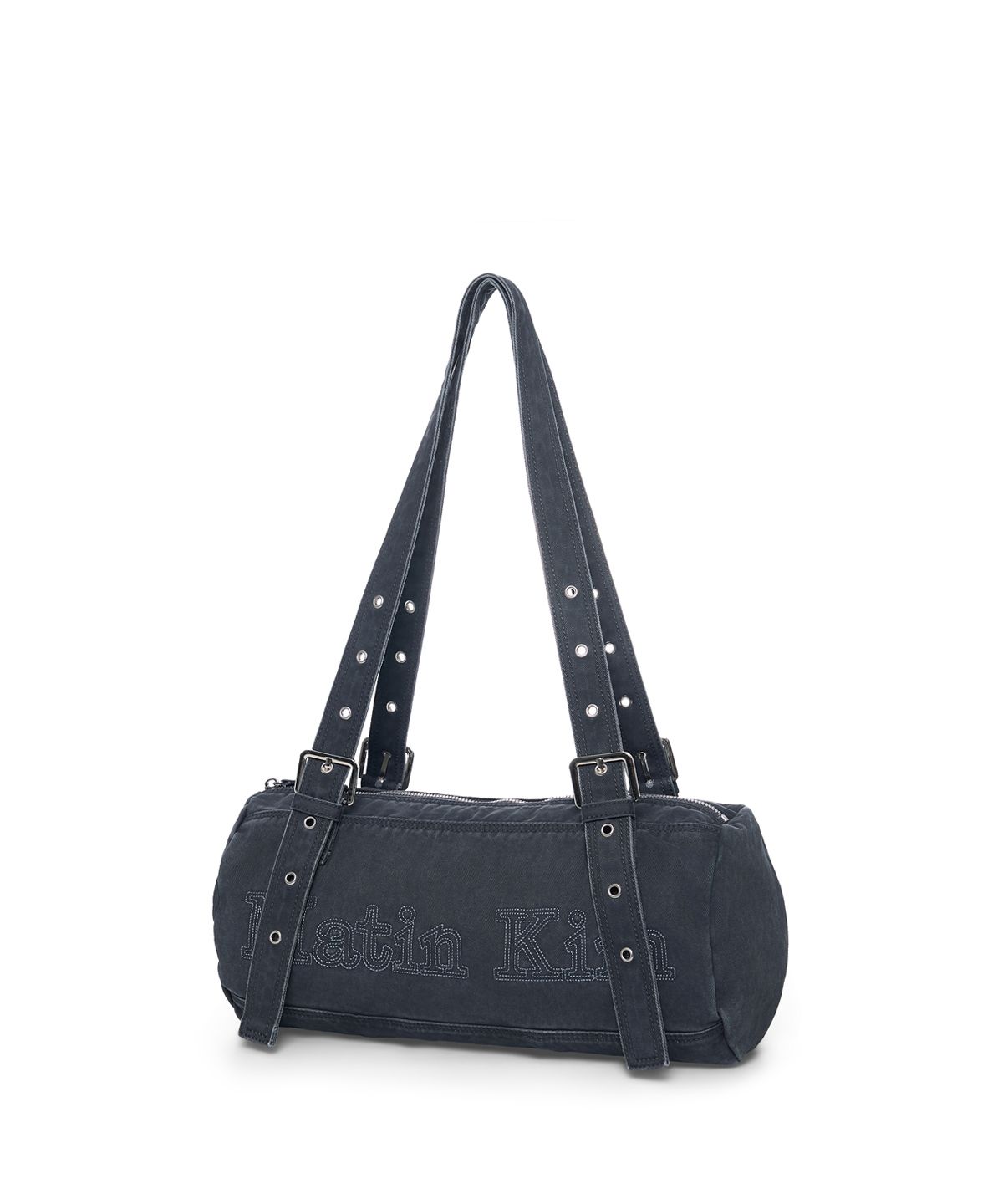 마뗑킴(MATIN KIM) VINTAGE WASHED COTTON DUFFEL BAG IN NAVY
