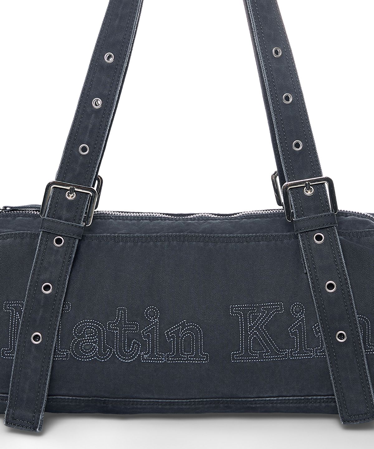 마뗑킴(MATIN KIM) VINTAGE WASHED COTTON DUFFEL BAG IN NAVY