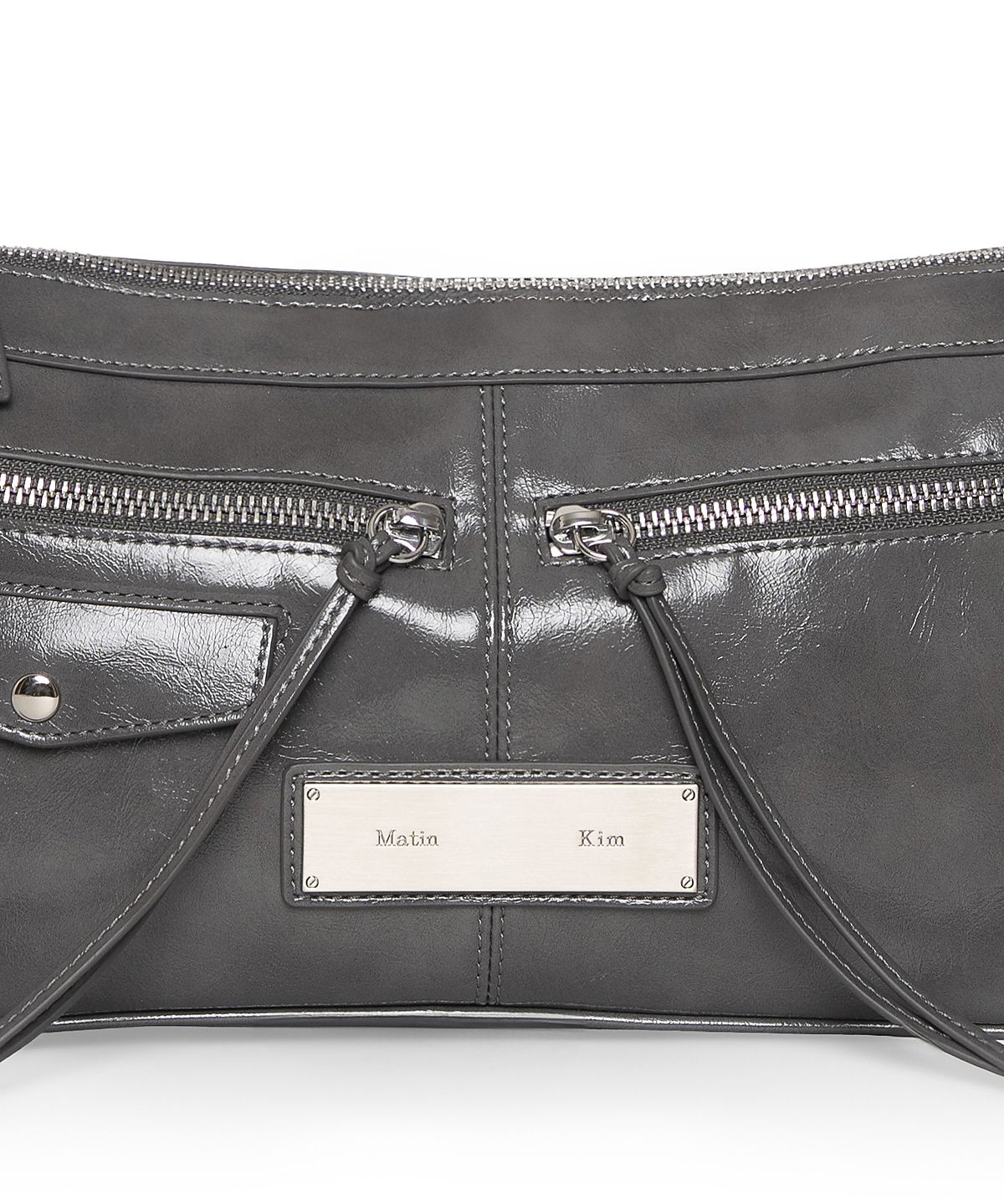 마뗑킴(MATIN KIM) SIDE BUCKLE BIKER SHOULDER BAG IN CHARCOAL