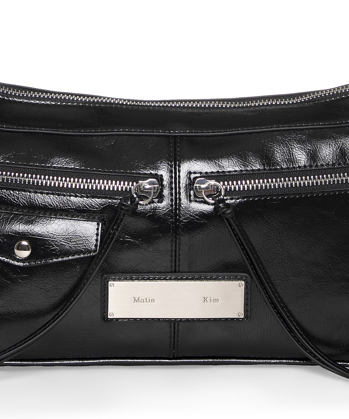 마뗑킴(MATIN KIM) SIDE BUCKLE BIKER SHOULDER BAG IN BLACK