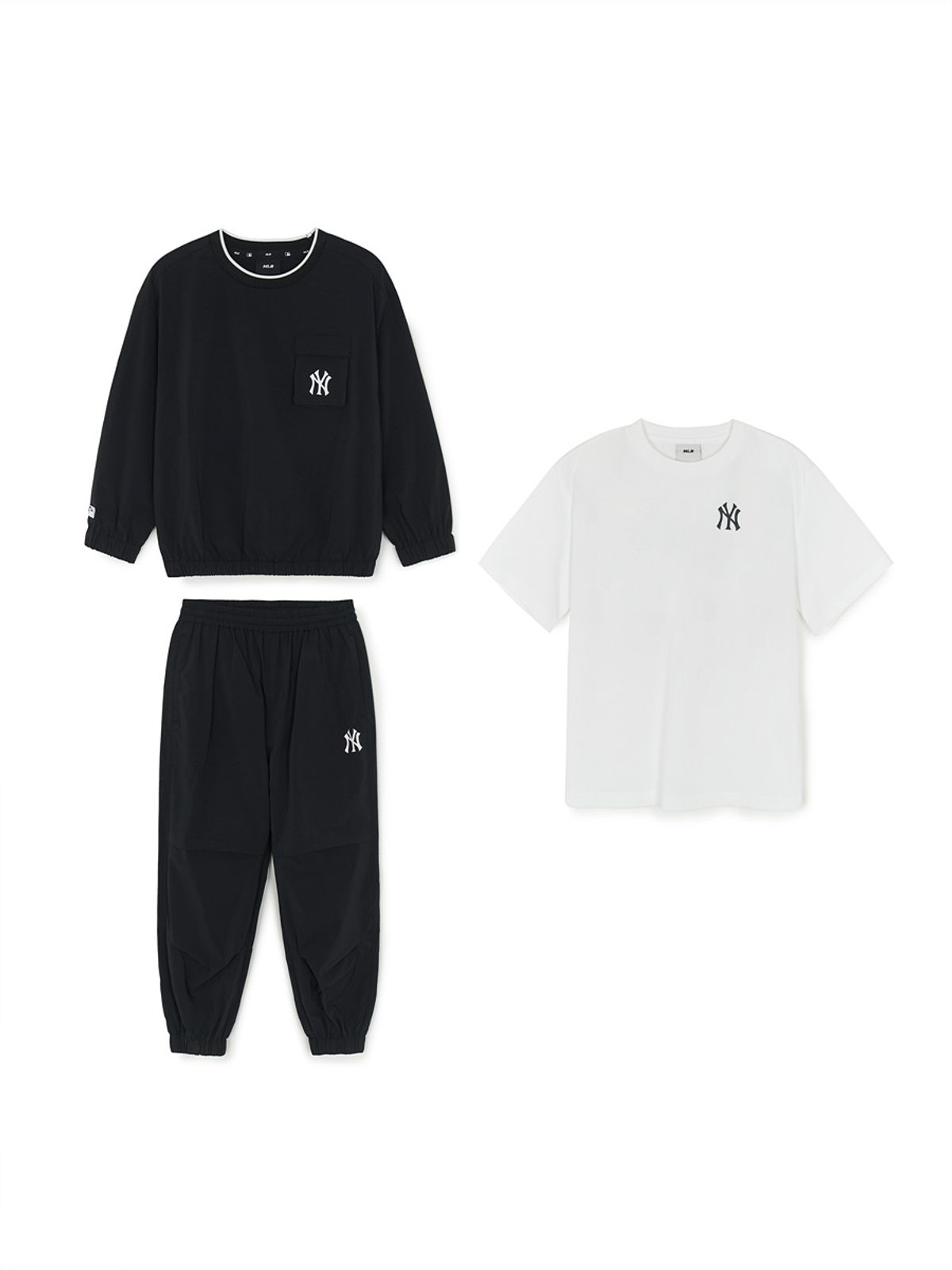 엠엘비 키즈(MLB KIDS) 베이직 우븐 맨투맨 3P 세트 NY (Black)