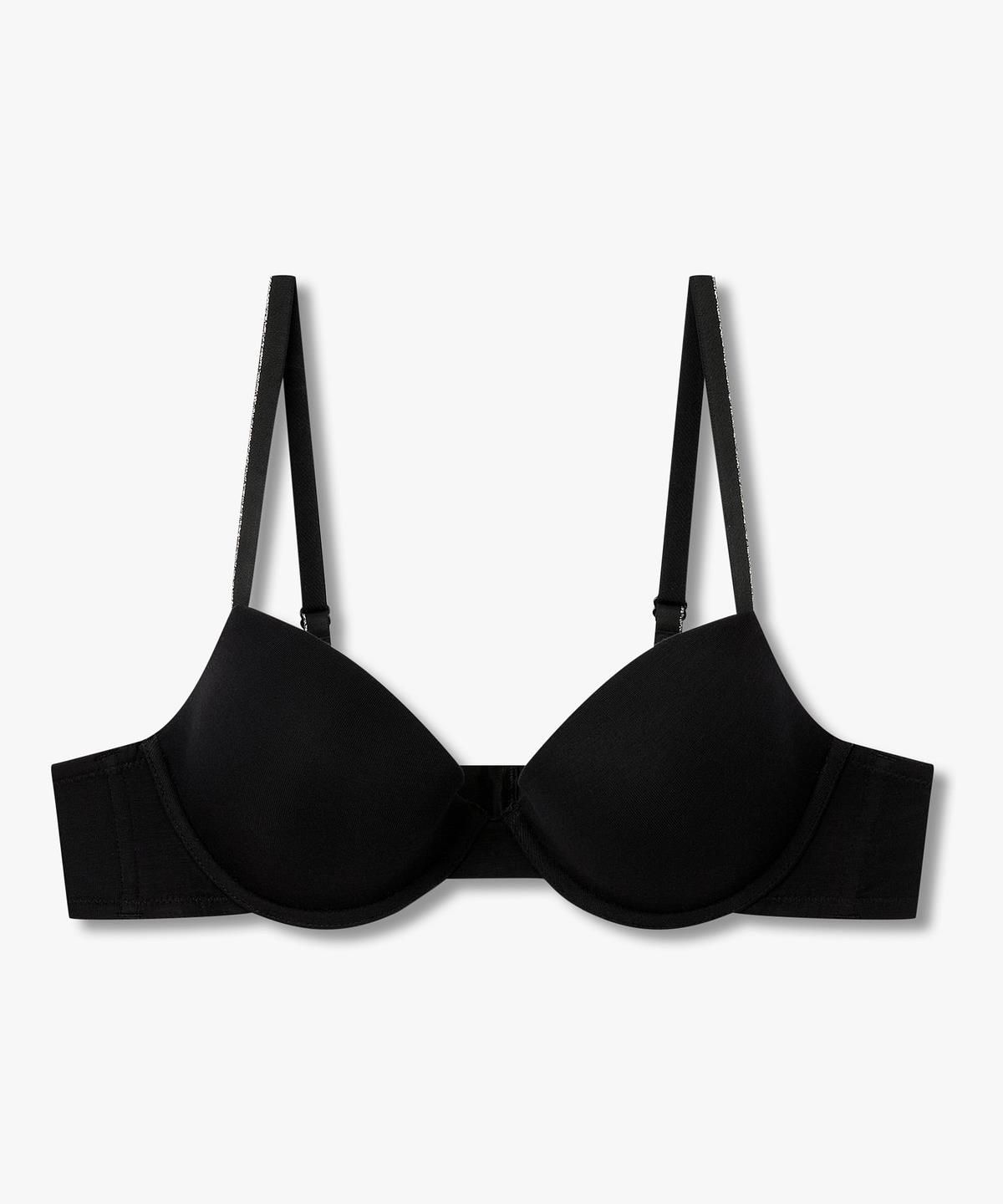 엠포리오 아르마니 언더웨어(EMPORIO ARMANI UNDERWEAR) 여성 메탈릭 트림 리무버블 푸쉬업 브라_블랙 0826385506