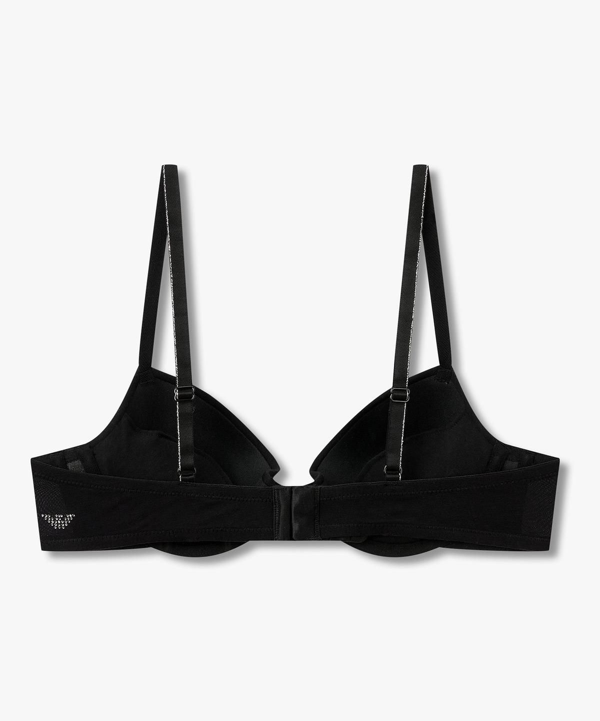 엠포리오 아르마니 언더웨어(EMPORIO ARMANI UNDERWEAR) 여성 메탈릭 트림 리무버블 푸쉬업 브라_블랙 0826385506