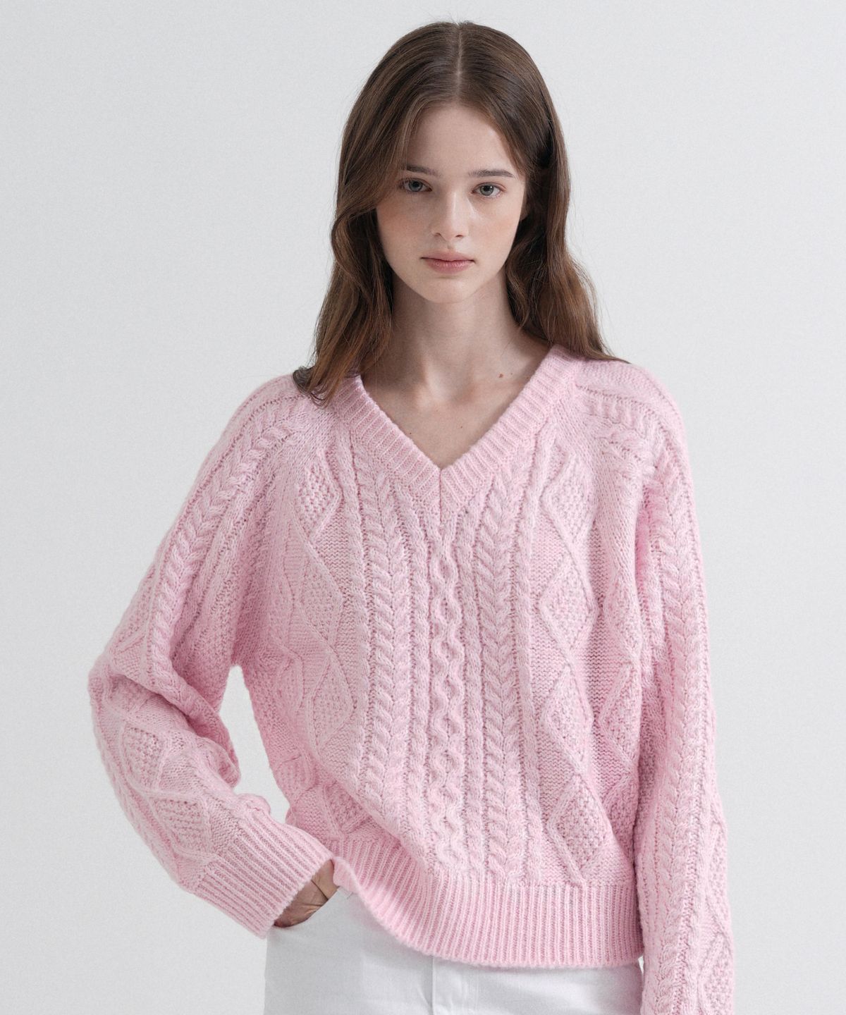 블레티(VLETI) Twist V-Neck Loose Fit Knit (pink)