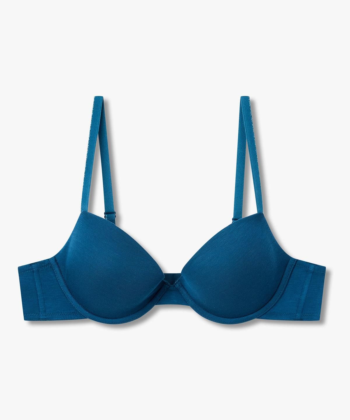 엠포리오 아르마니 언더웨어(EMPORIO ARMANI UNDERWEAR) 여성 메탈릭 트림 리무버블 푸쉬업 브라_블루 0826385505