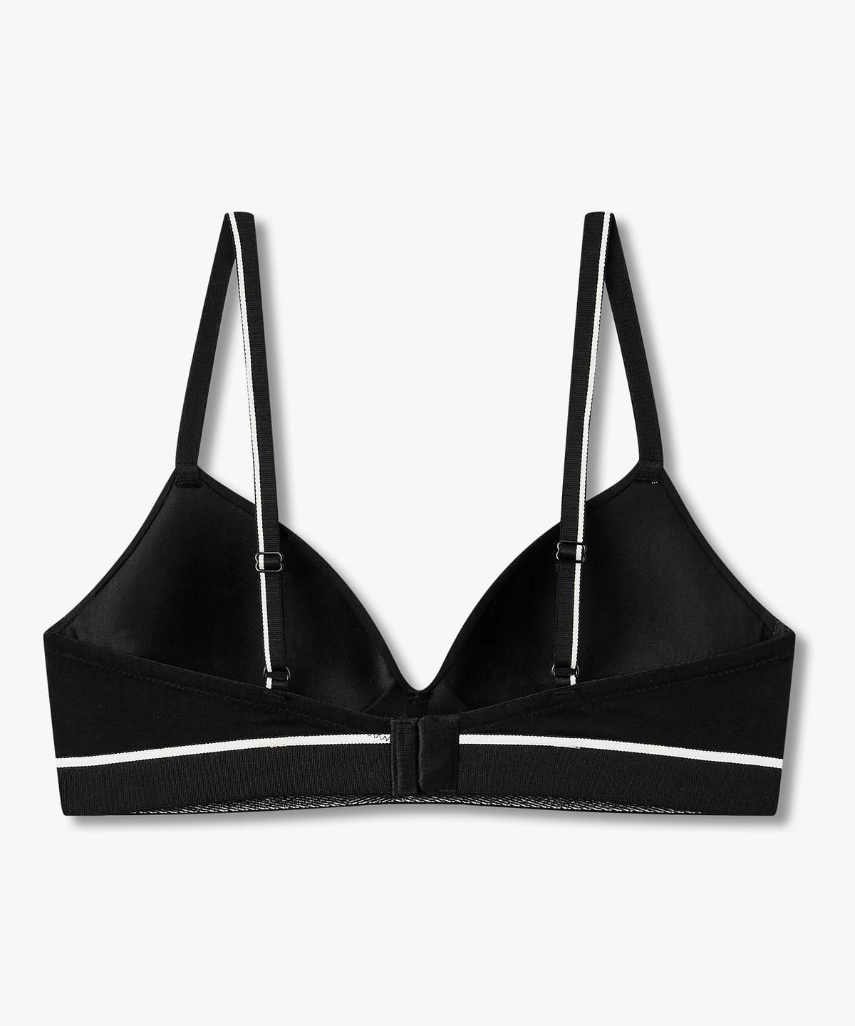 엠포리오 아르마니 언더웨어(EMPORIO ARMANI UNDERWEAR) 여성 배색 트림 로고 밴딩 브라렛 브라_블랙 0826381528