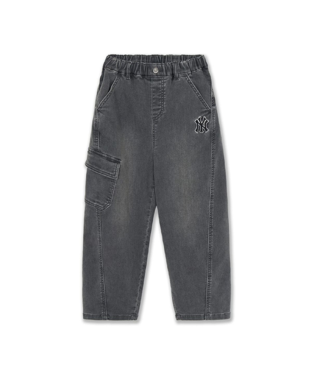엠엘비 키즈(MLB KIDS) 스트릿 커브드와이드 라이크라 소프트 데님팬츠 NY (D.Charcoal Grey)