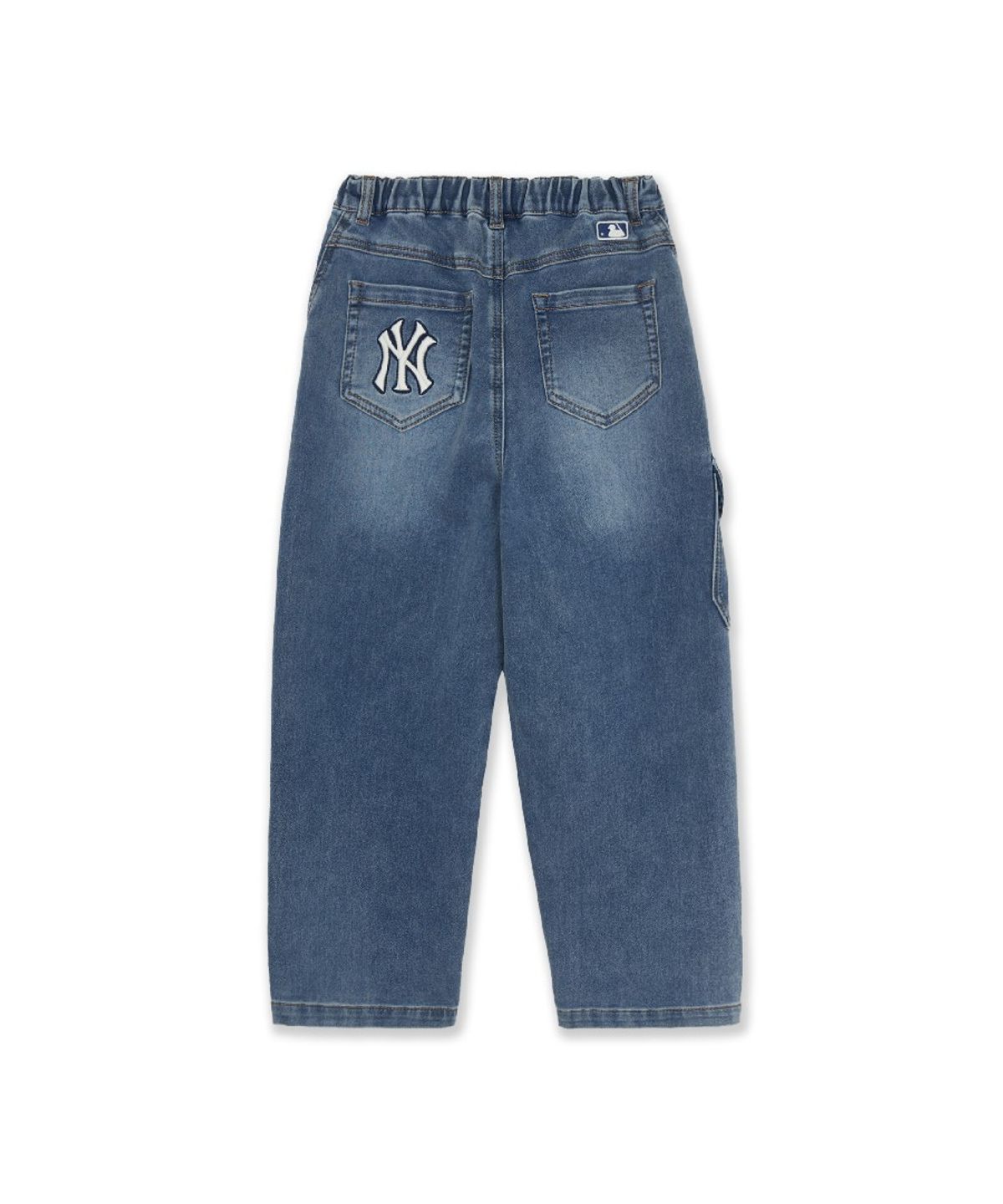 엠엘비 키즈(MLB KIDS) 스트릿 커브드와이드 라이크라 소프트 데님팬츠 NY (Blue)